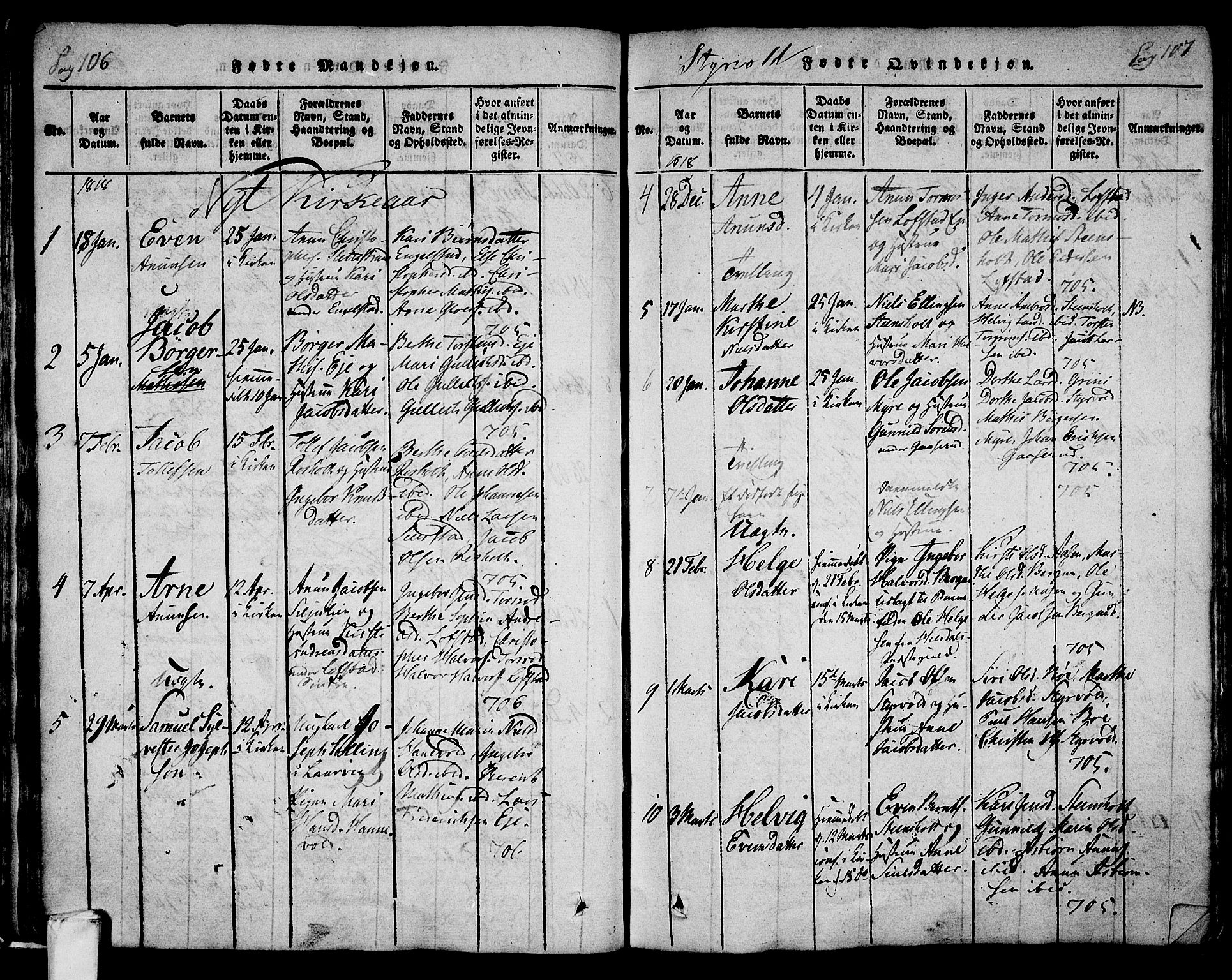 Lardal kirkebøker, SAKO/A-350/F/Fa/L0005: Parish register (official) no. I 5, 1814-1835, p. 106-107