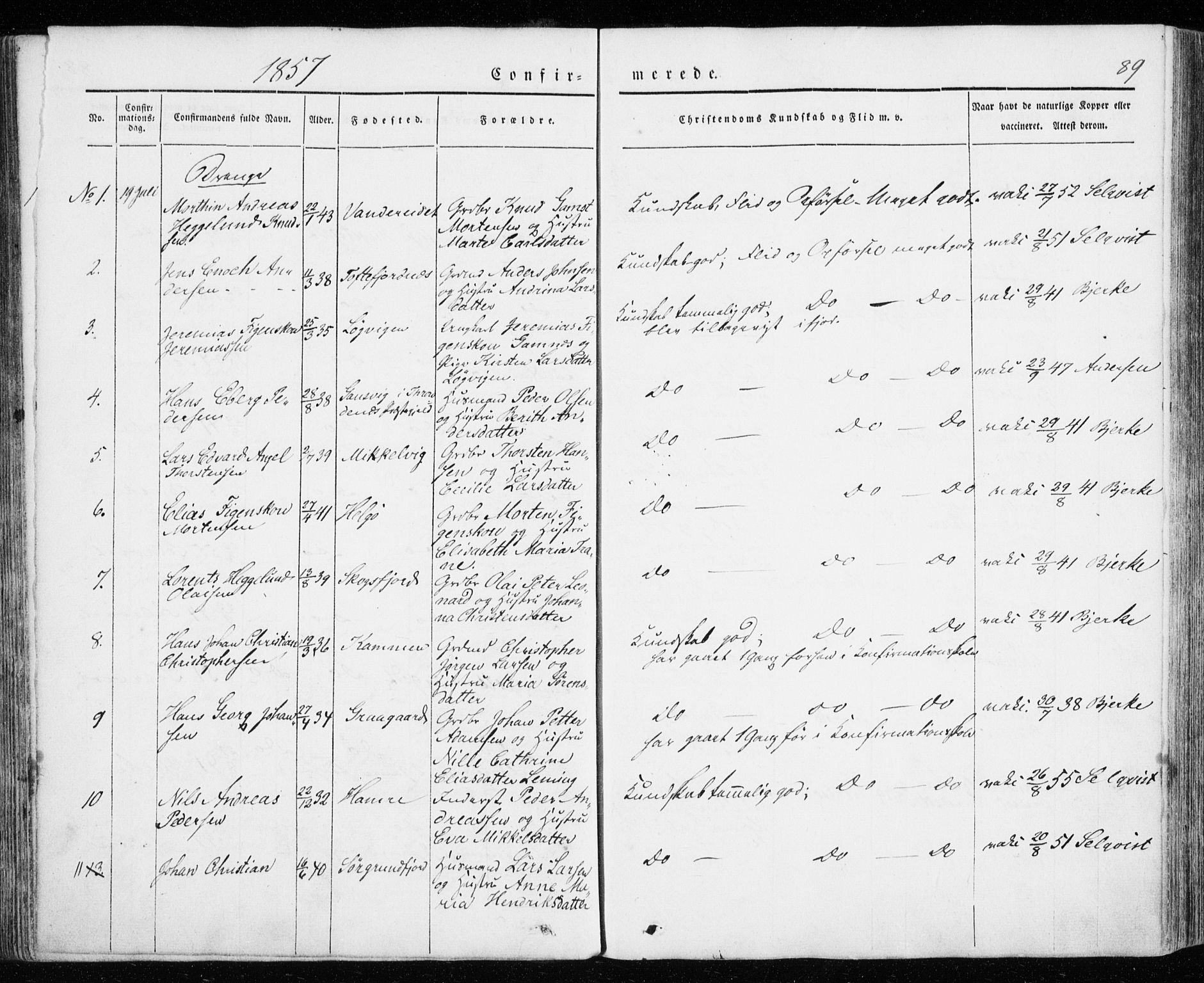 Karlsøy sokneprestembete, SATØ/S-1299/H/Ha/Haa/L0009kirke: Parish register (official) no. 9, 1838-1867, p. 89
