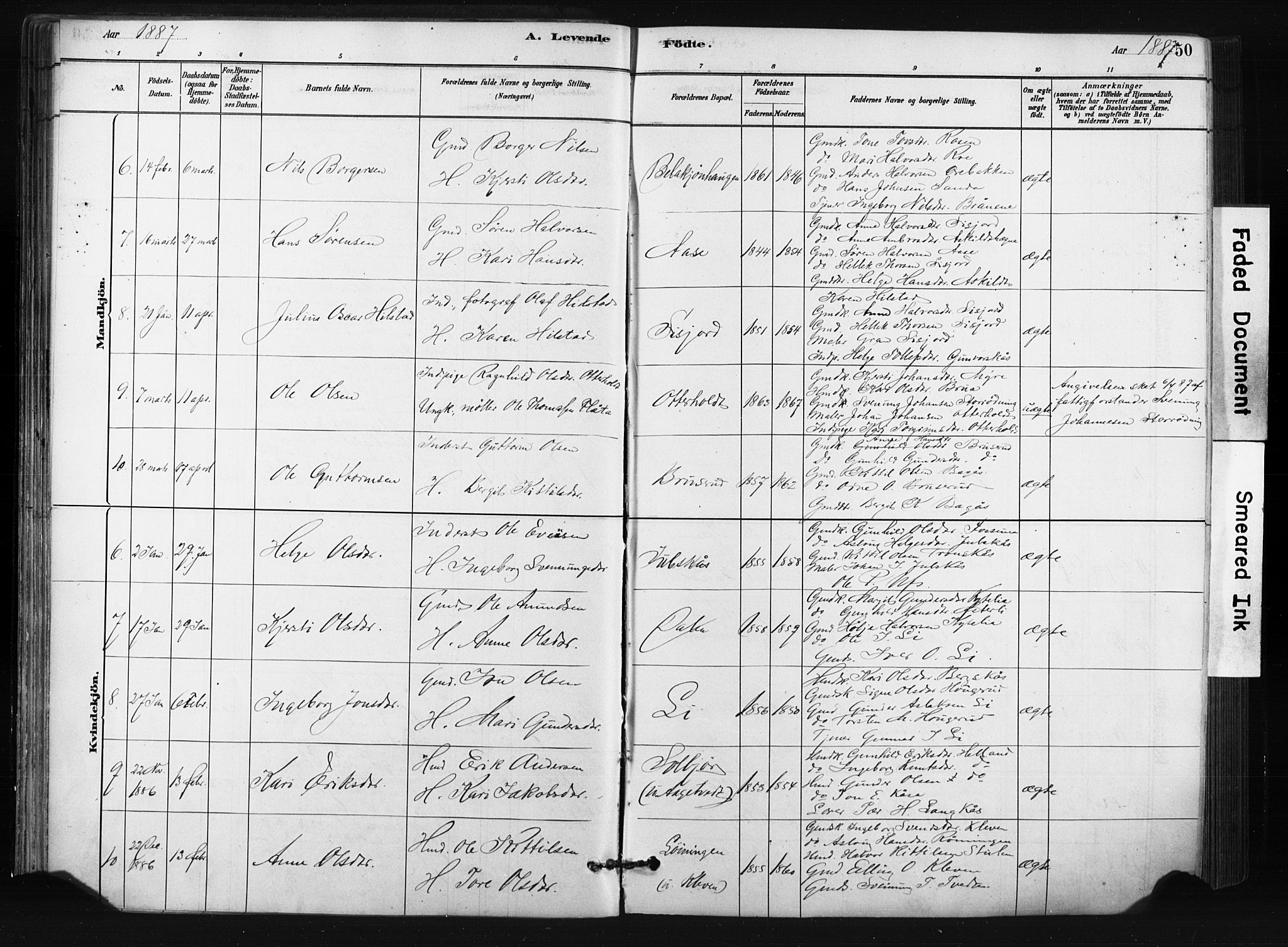 Bø kirkebøker, SAKO/A-257/F/Fa/L0010: Parish register (official) no. 10, 1880-1892, p. 50