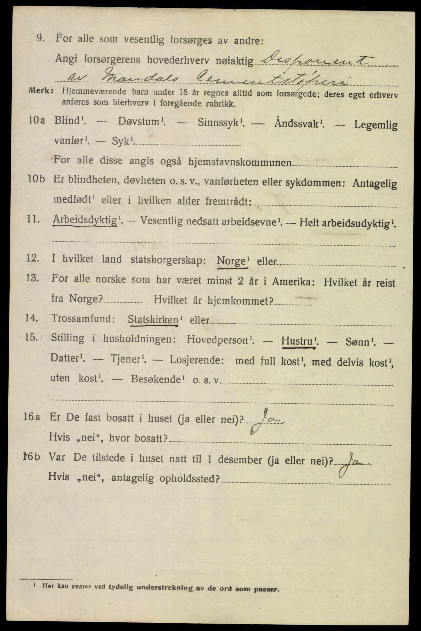 SAK, 1920 census for Mandal, 1920, p. 4208