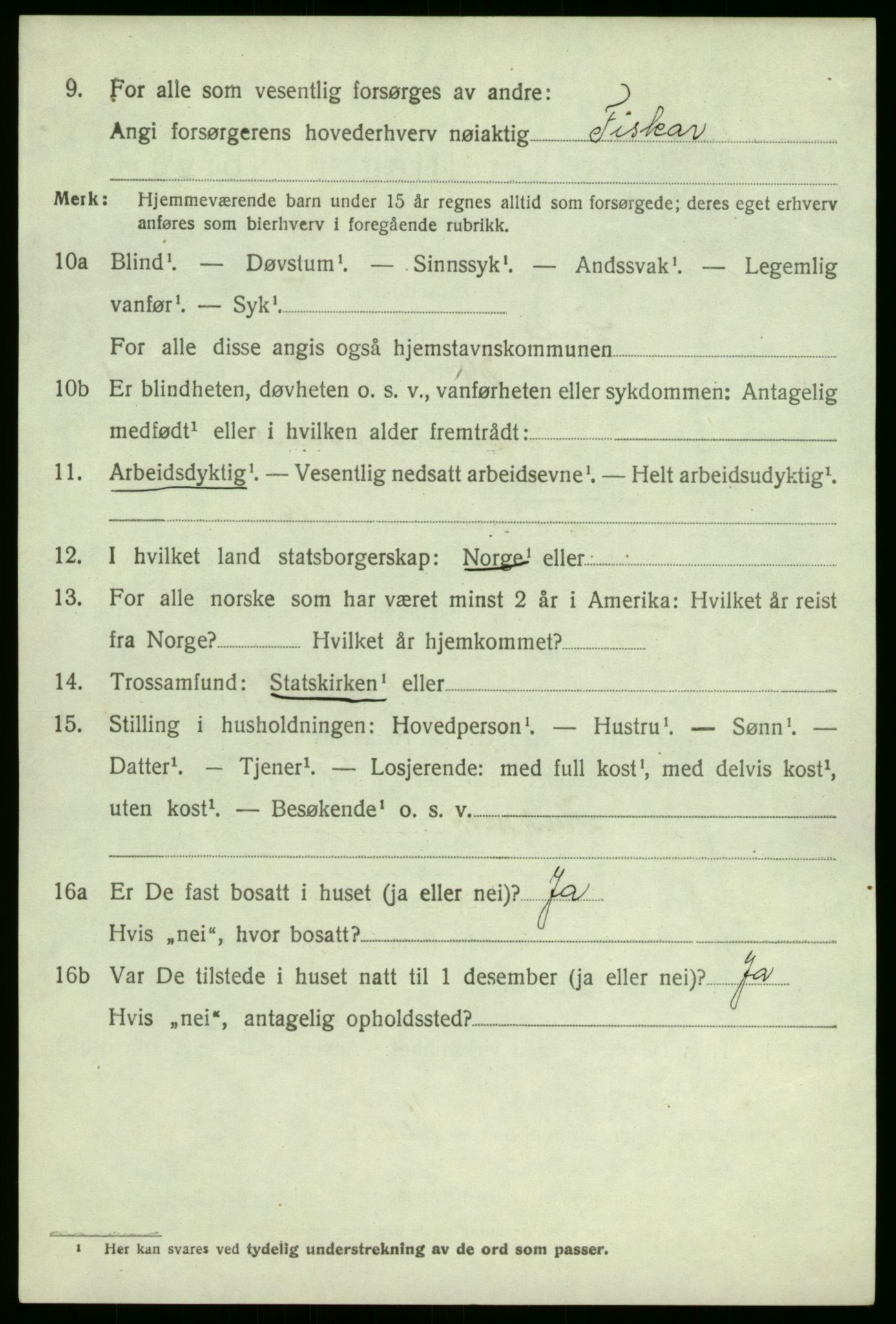 SAB, 1920 census for Solund, 1920, p. 1045