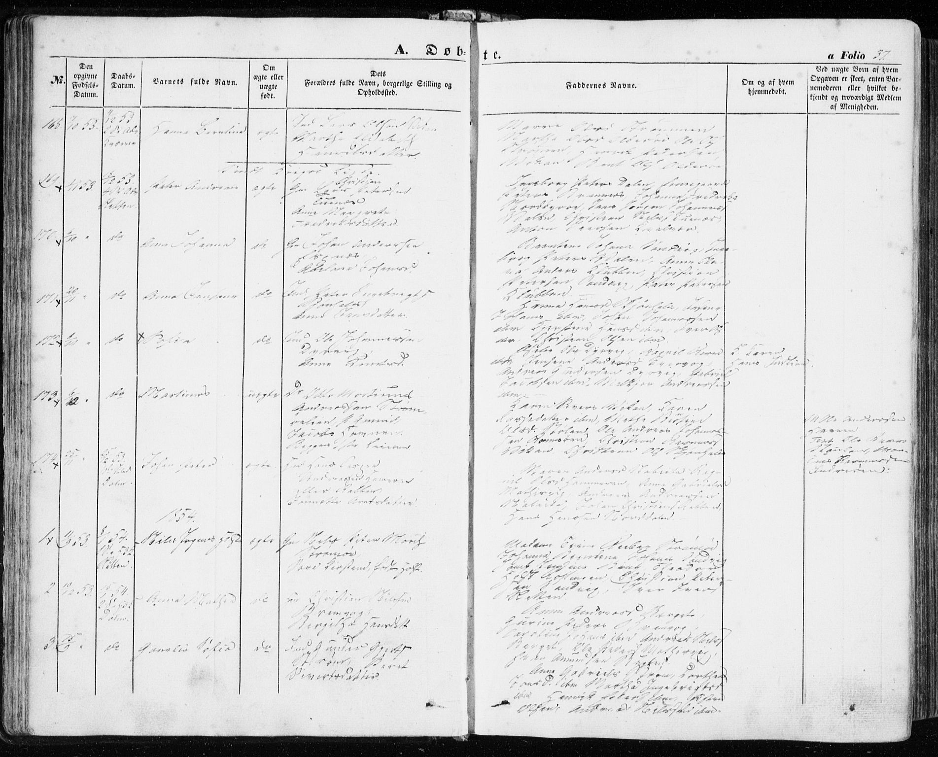 Ministerialprotokoller, klokkerbøker og fødselsregistre - Sør-Trøndelag, SAT/A-1456/634/L0530: Parish register (official) no. 634A06, 1852-1860, p. 37