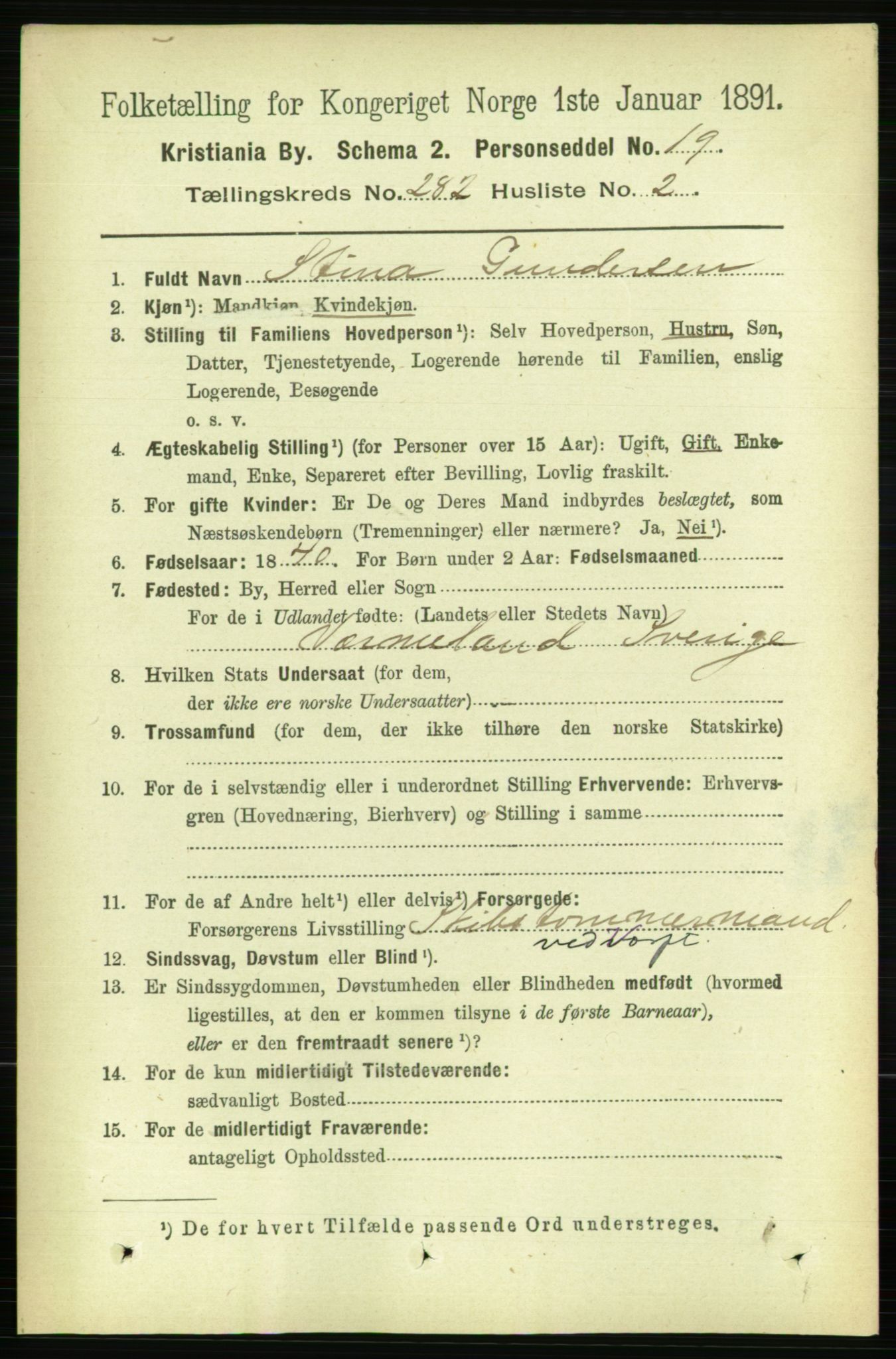 RA, 1891 census for 0301 Kristiania, 1891, p. 171552