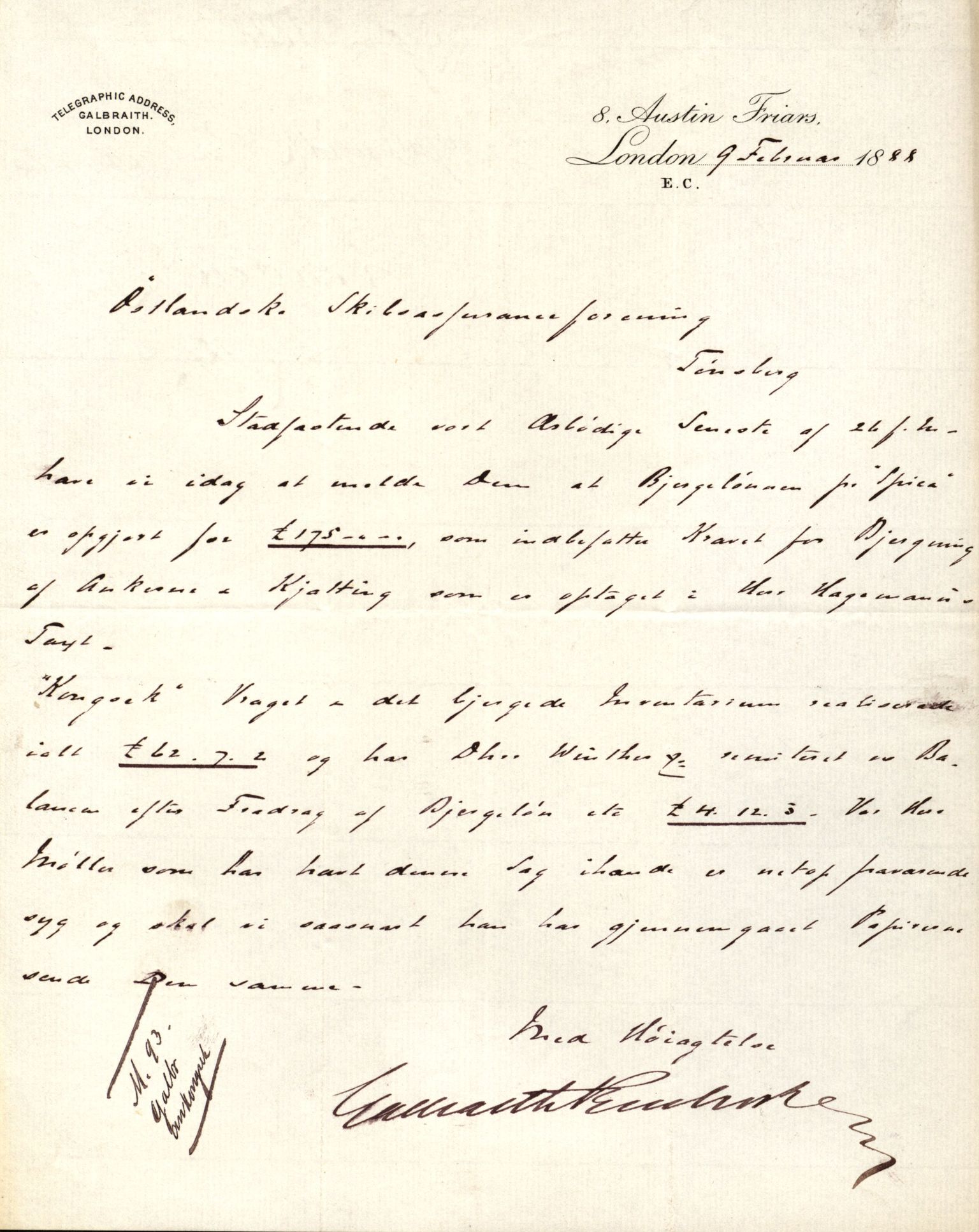 Pa 63 - Østlandske skibsassuranceforening, VEMU/A-1079/G/Ga/L0021/0005: Havaridokumenter / Haabet, Louise, Kvik, Libra, Kongsek, Ispilen, 1888, p. 35