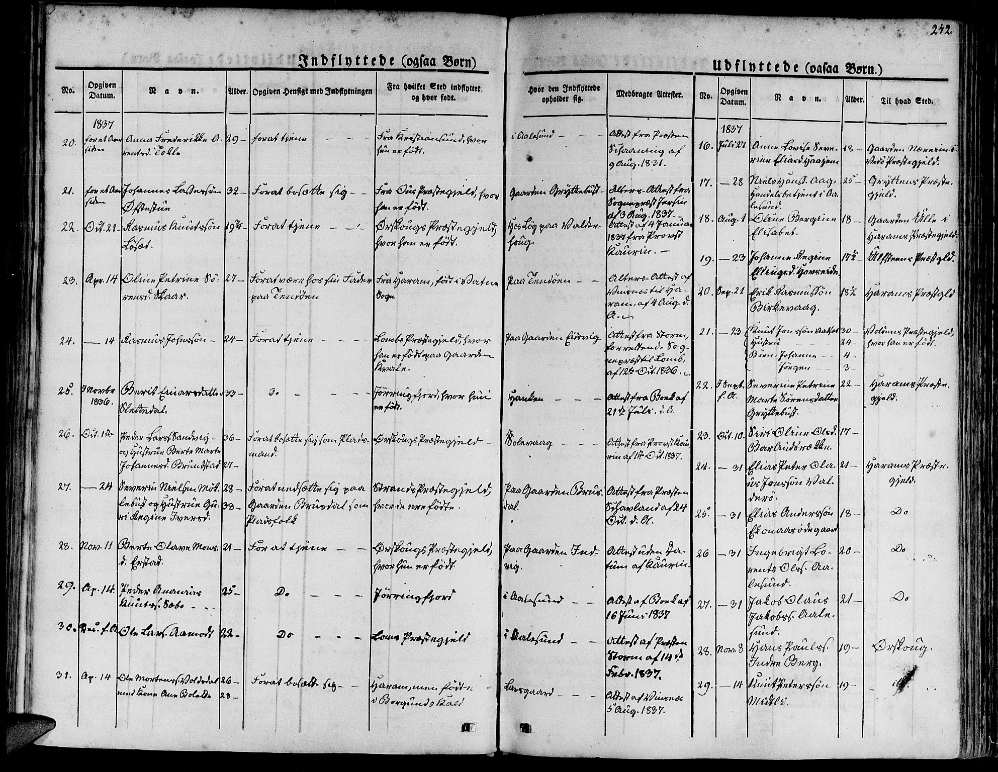 Ministerialprotokoller, klokkerbøker og fødselsregistre - Møre og Romsdal, AV/SAT-A-1454/528/L0395: Parish register (official) no. 528A06, 1828-1839, p. 242