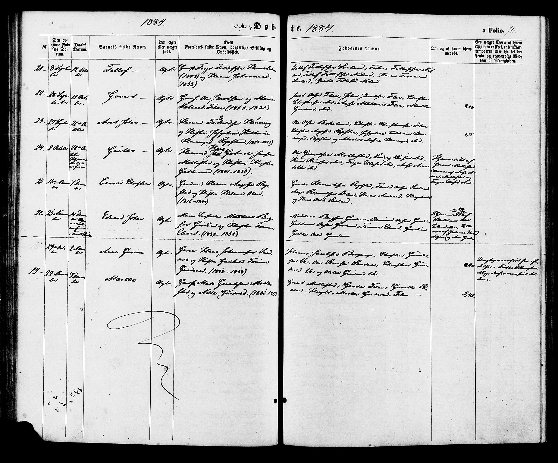 Birkenes sokneprestkontor, AV/SAK-1111-0004/F/Fa/L0004: Parish register (official) no. A 4, 1867-1886, p. 76