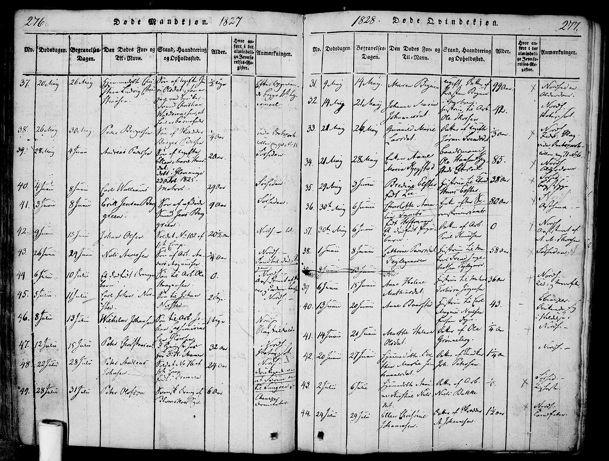 Halden prestekontor Kirkebøker, AV/SAO-A-10909/F/Fa/L0003: Parish register (official) no. I 3, 1815-1834, p. 276-277