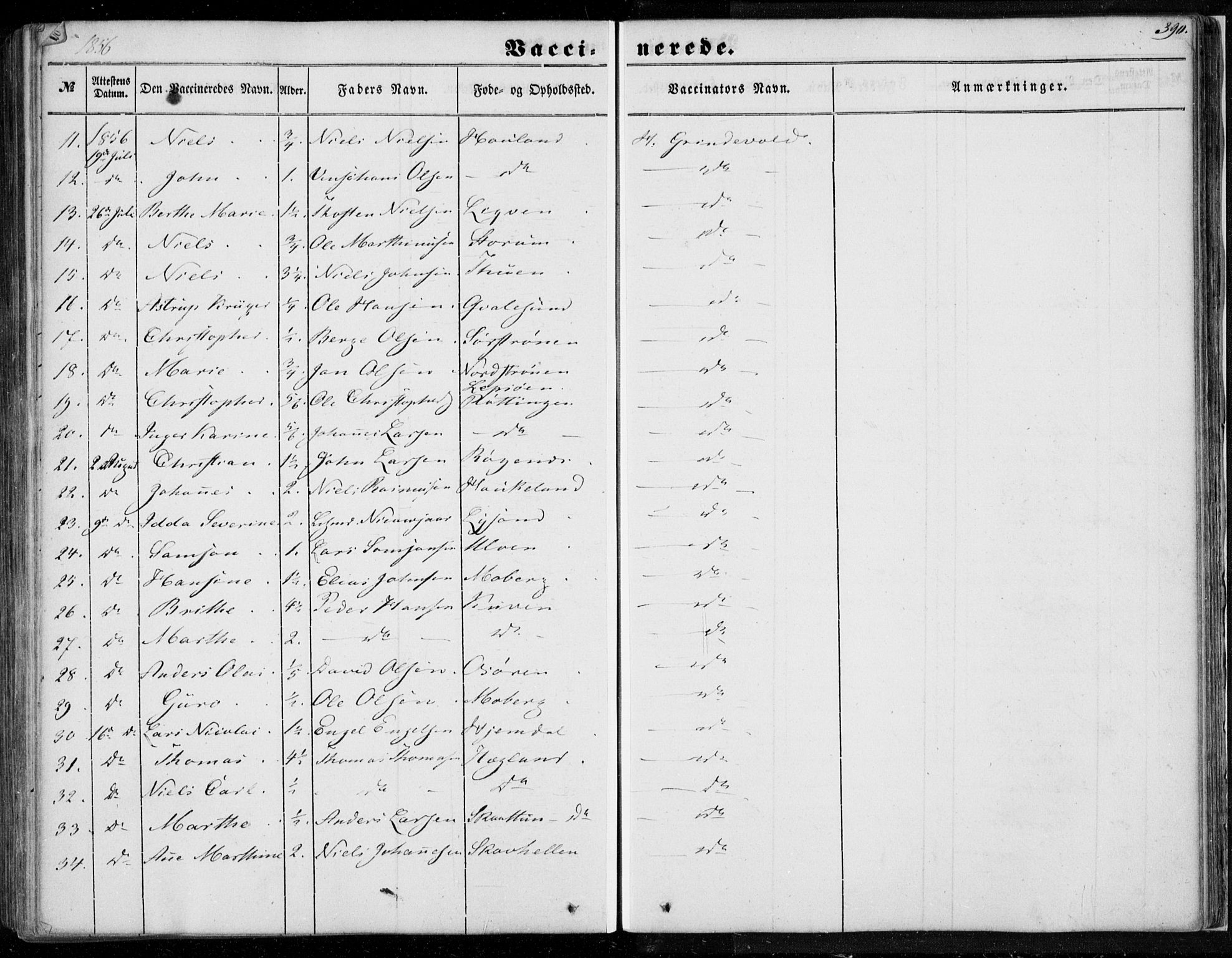 Os sokneprestembete, AV/SAB-A-99929: Parish register (official) no. A 16, 1851-1859, p. 390