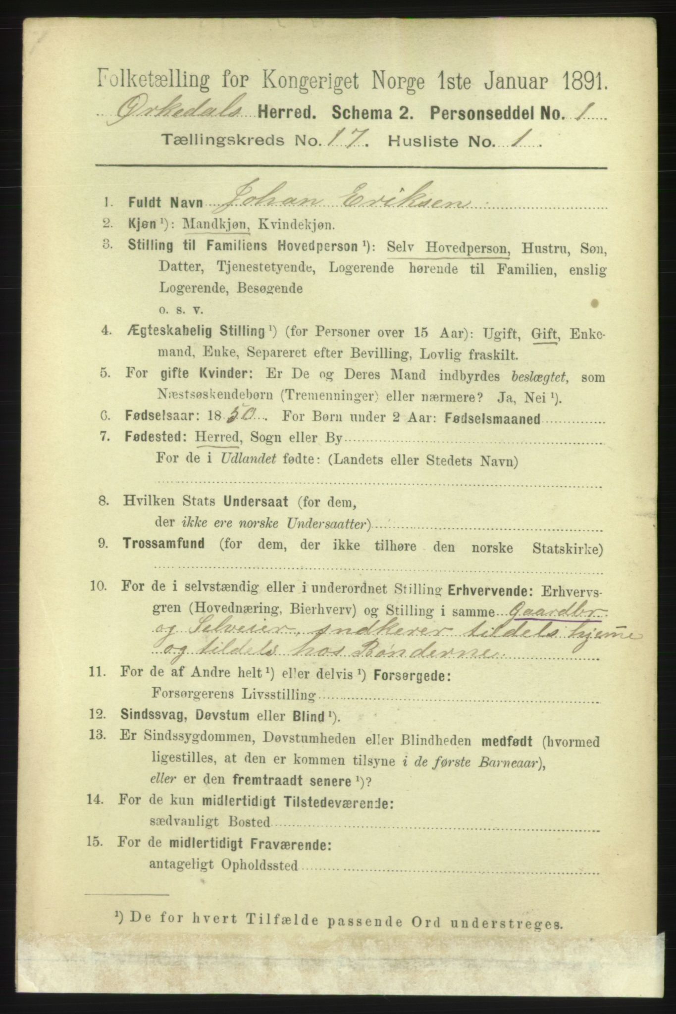 RA, 1891 census for 1638 Orkdal, 1891, p. 7386