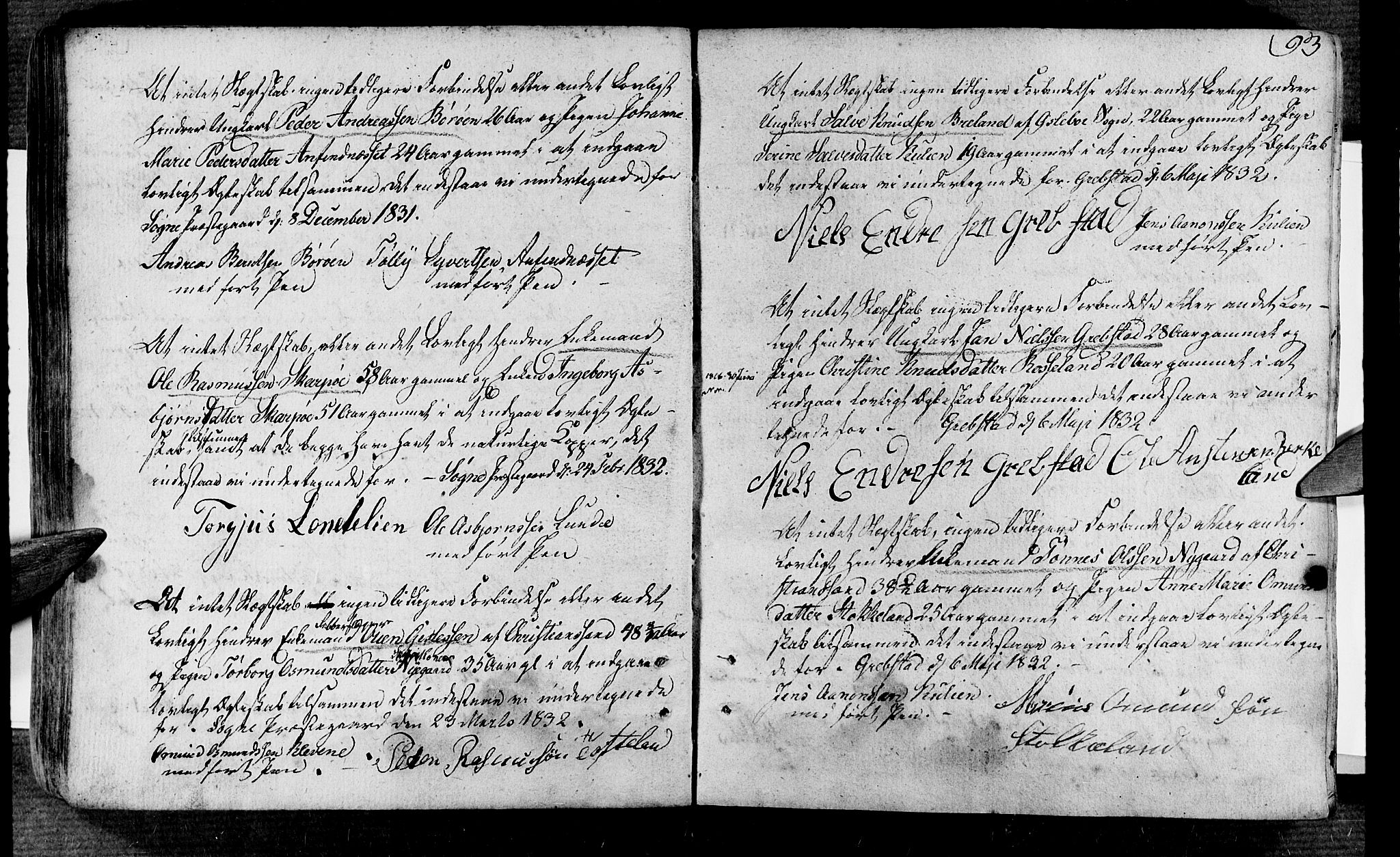 Søgne sokneprestkontor, SAK/1111-0037/F/Fa/Fab/L0007: Parish register (official) no. A 7, 1791-1851, p. 93