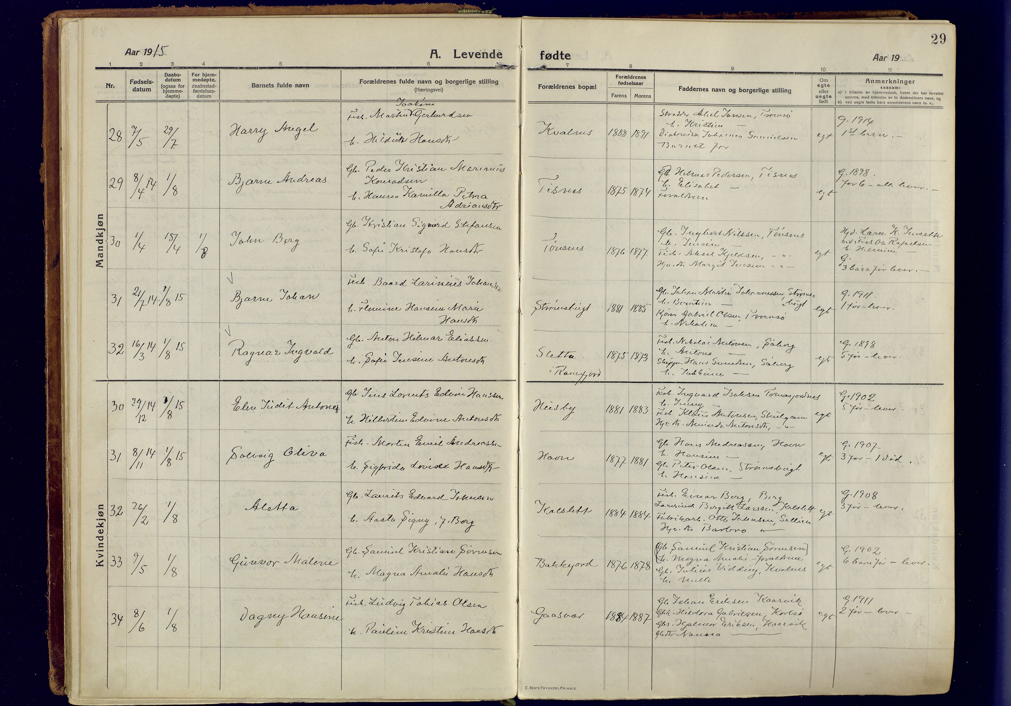 Tromsøysund sokneprestkontor, AV/SATØ-S-1304/G/Ga/L0008kirke: Parish register (official) no. 8, 1914-1922, p. 29