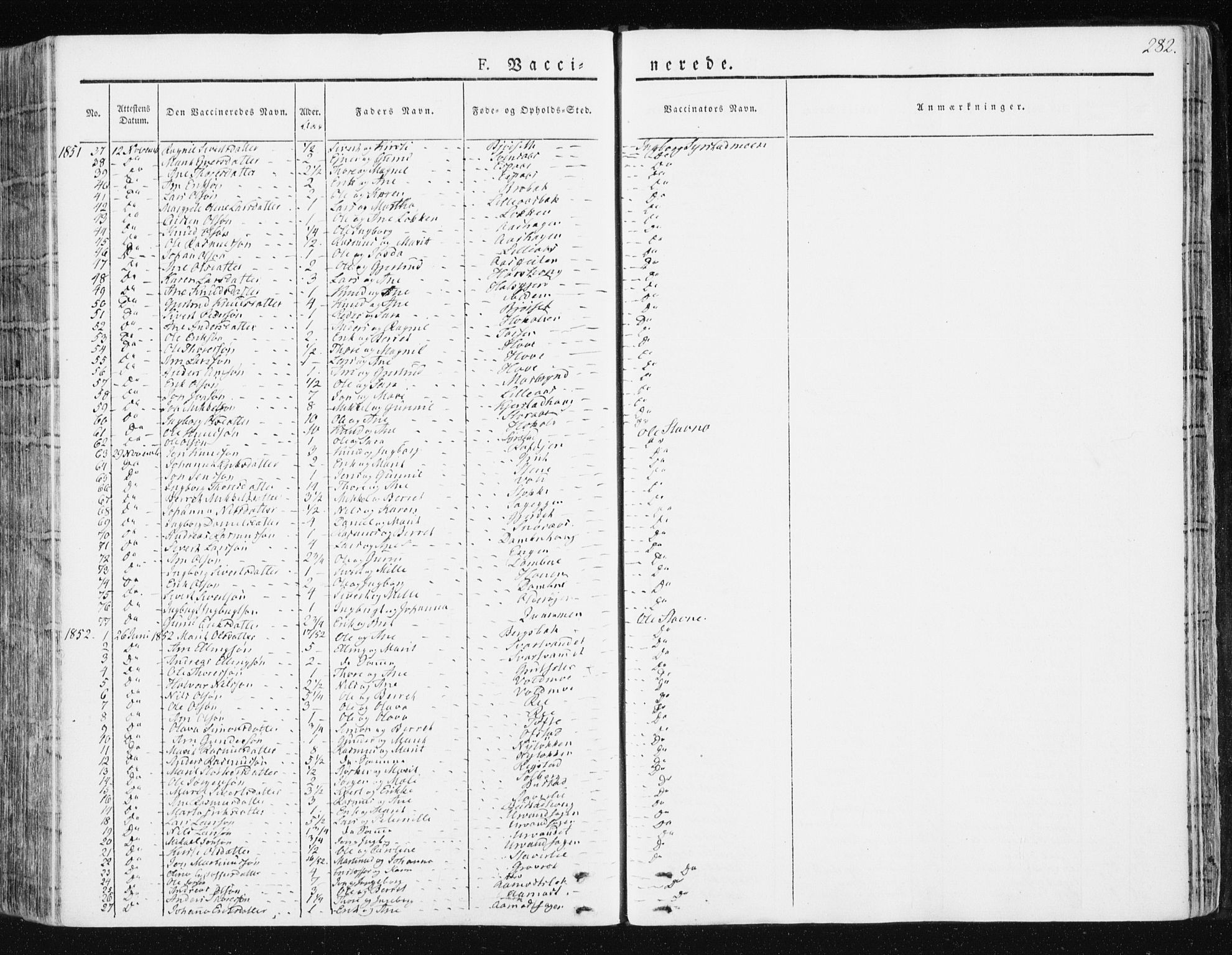 Ministerialprotokoller, klokkerbøker og fødselsregistre - Sør-Trøndelag, AV/SAT-A-1456/672/L0855: Parish register (official) no. 672A07, 1829-1860, p. 282