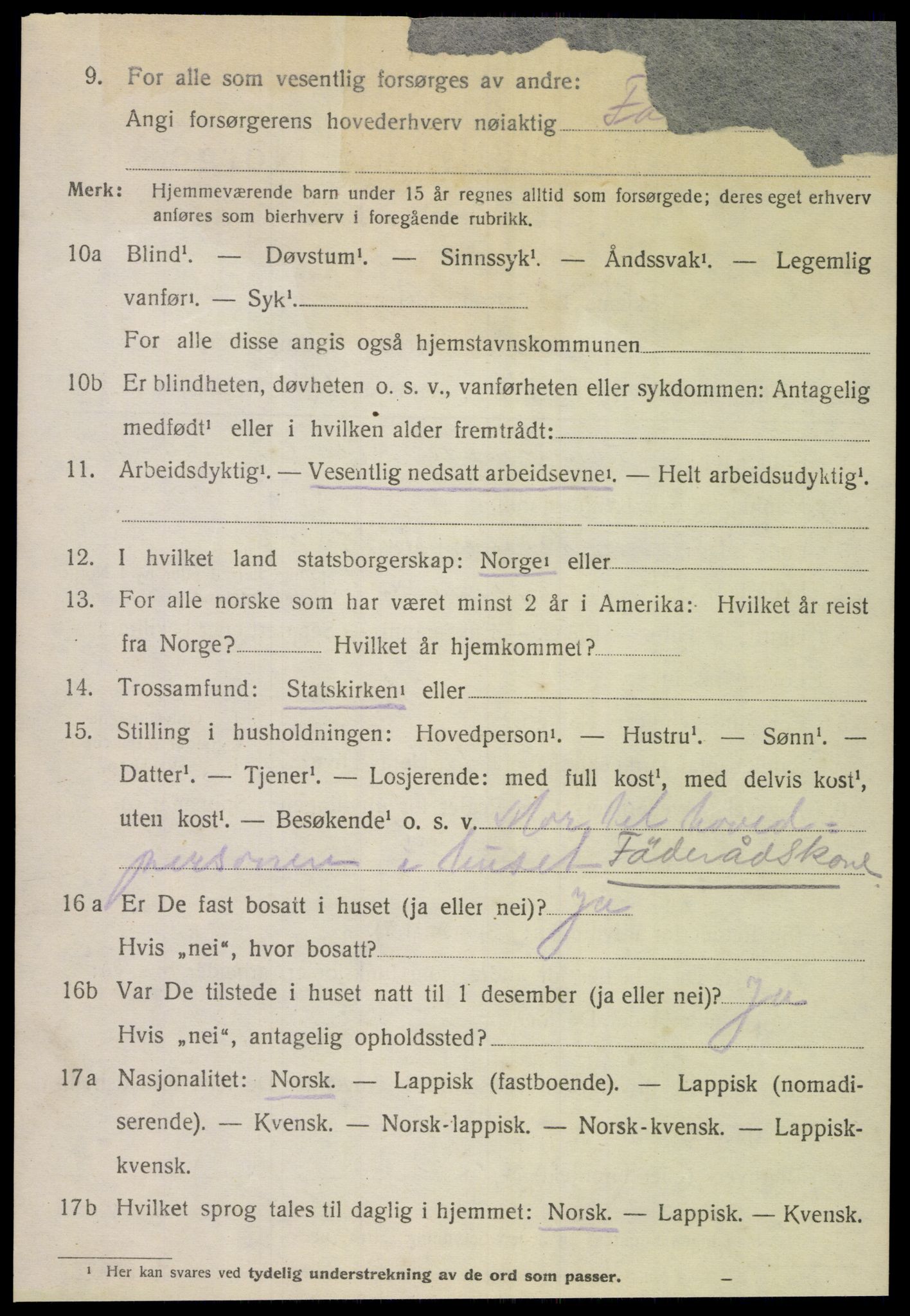 SAT, 1920 census for Leiranger, 1920, p. 1526