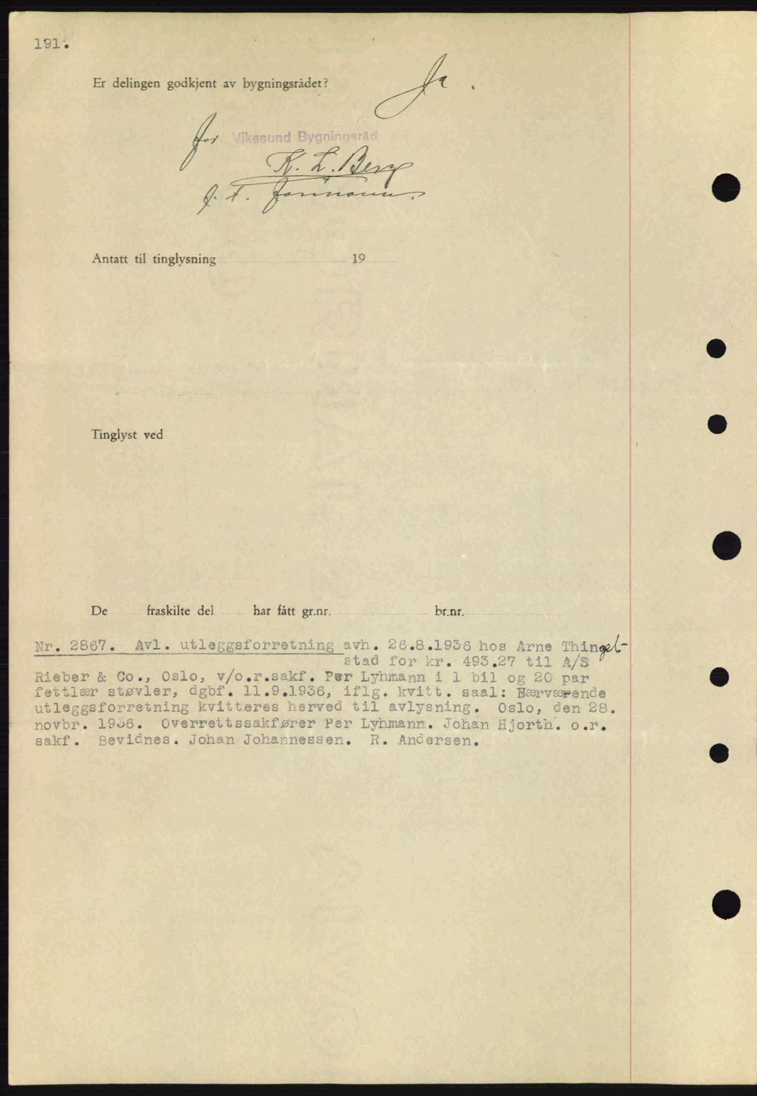 Eiker, Modum og Sigdal sorenskriveri, SAKO/A-123/G/Ga/Gab/L0034: Mortgage book no. A4, 1936-1937, Diary no: : 2867/1936