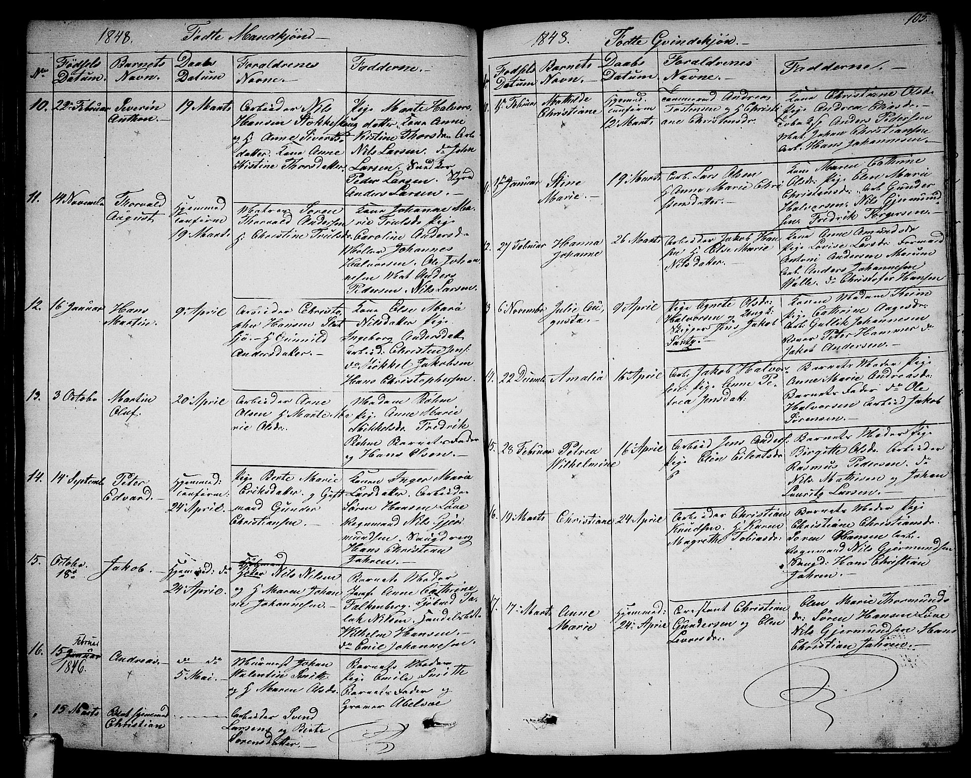 Larvik kirkebøker, AV/SAKO-A-352/G/Ga/L0003a: Parish register (copy) no. I 3A, 1830-1870, p. 105