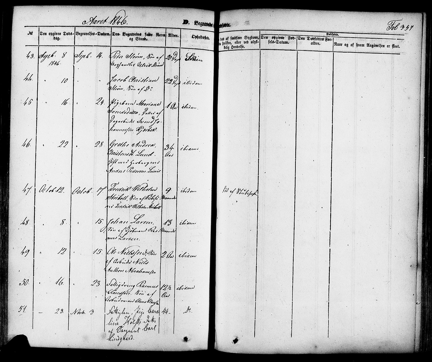 Skien kirkebøker, AV/SAKO-A-302/F/Fa/L0006a: Parish register (official) no. 6A, 1843-1856, p. 357