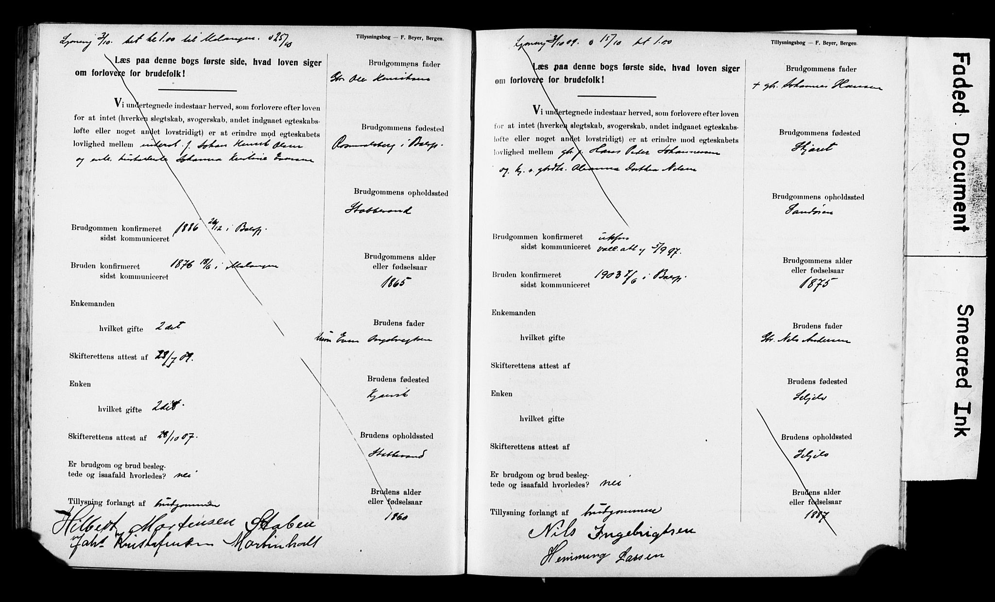 Balsfjord sokneprestembete, AV/SATØ-S-1303/H/Hd/L0032: Banns register no. 32, 1907-1910