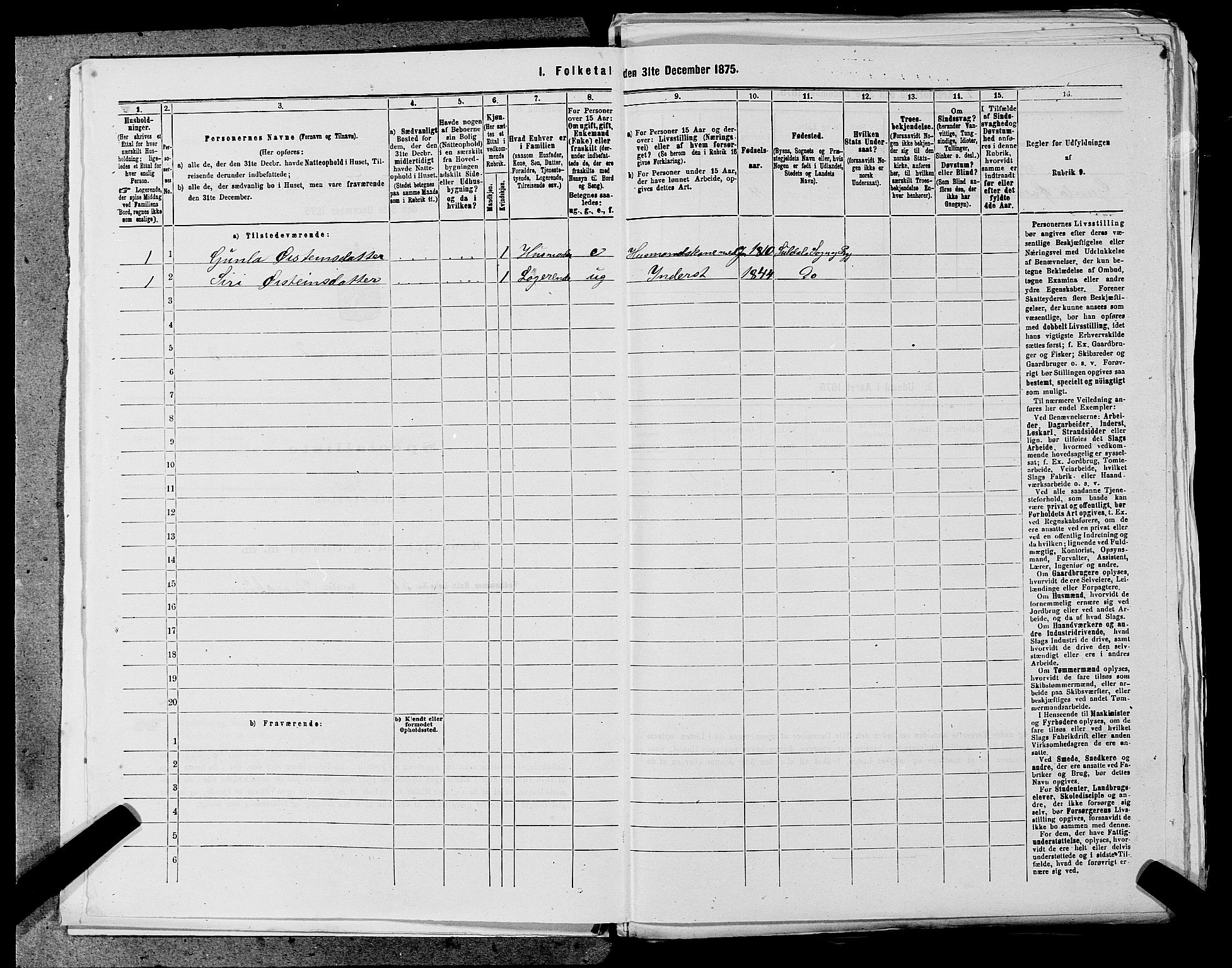 SAST, 1875 census for 1134P Suldal, 1875, p. 173