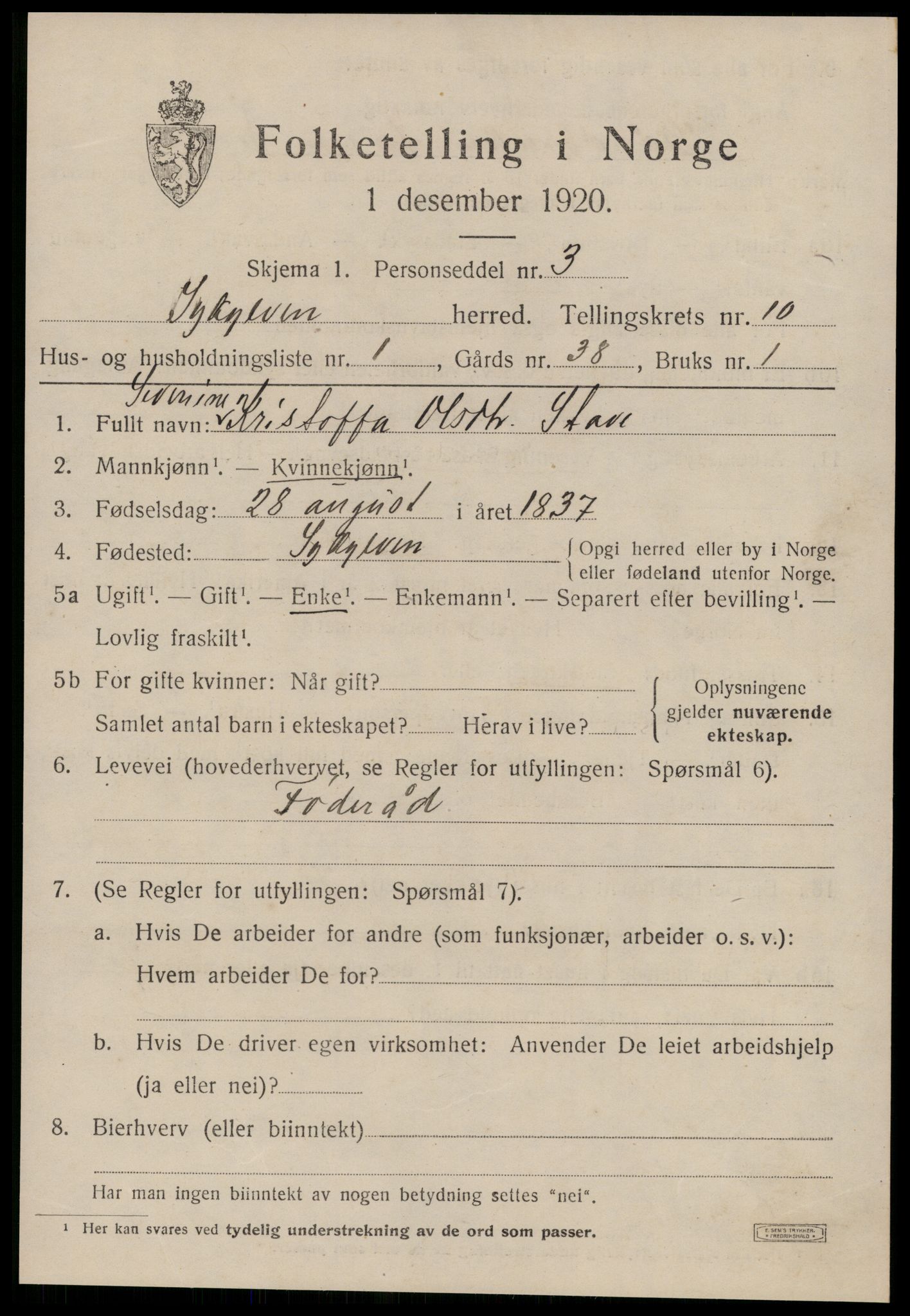 SAT, 1920 census for Sykkylven, 1920, p. 4969