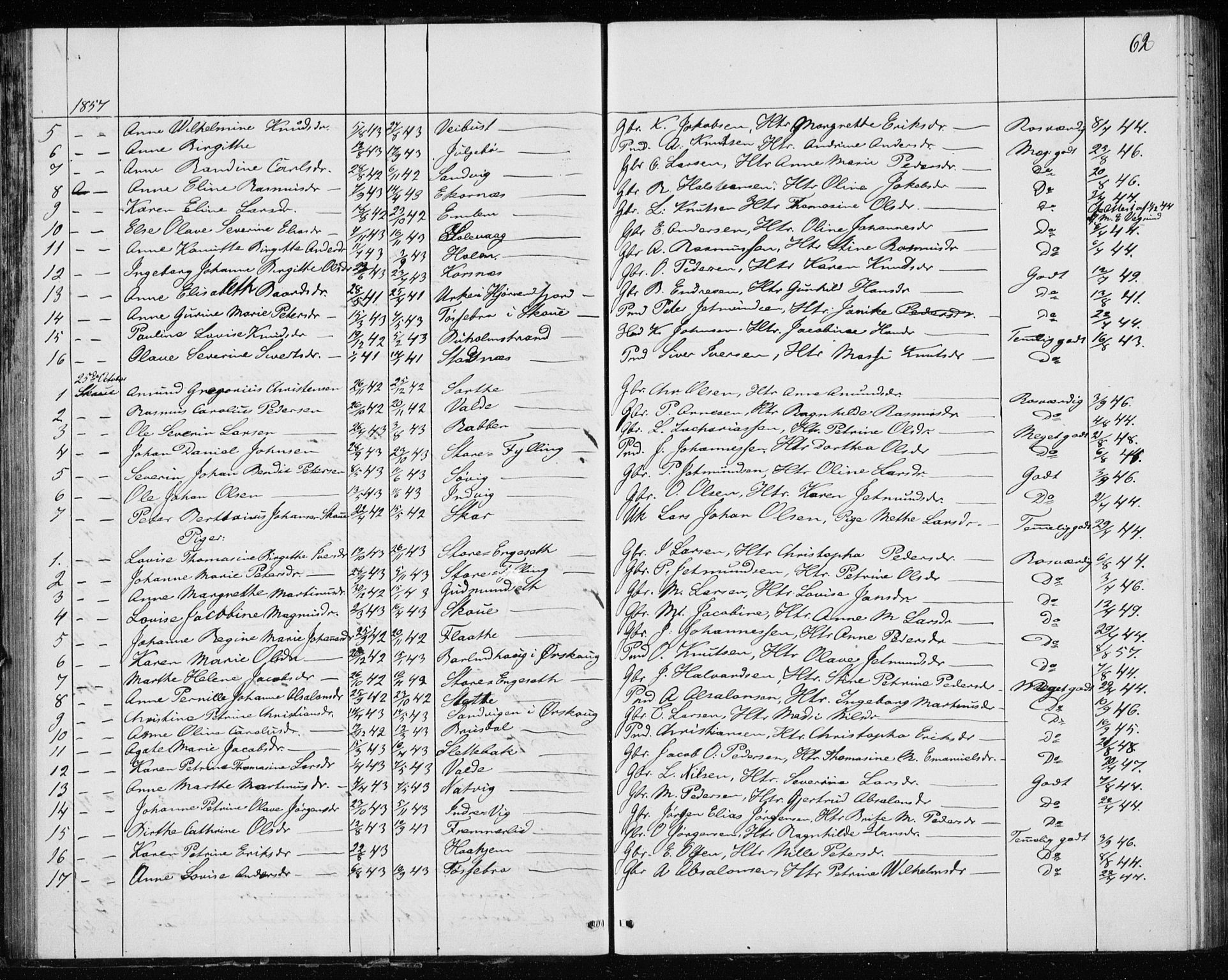 Ministerialprotokoller, klokkerbøker og fødselsregistre - Møre og Romsdal, AV/SAT-A-1454/528/L0416: Curate's parish register no. 528B04, 1853-1857, p. 62