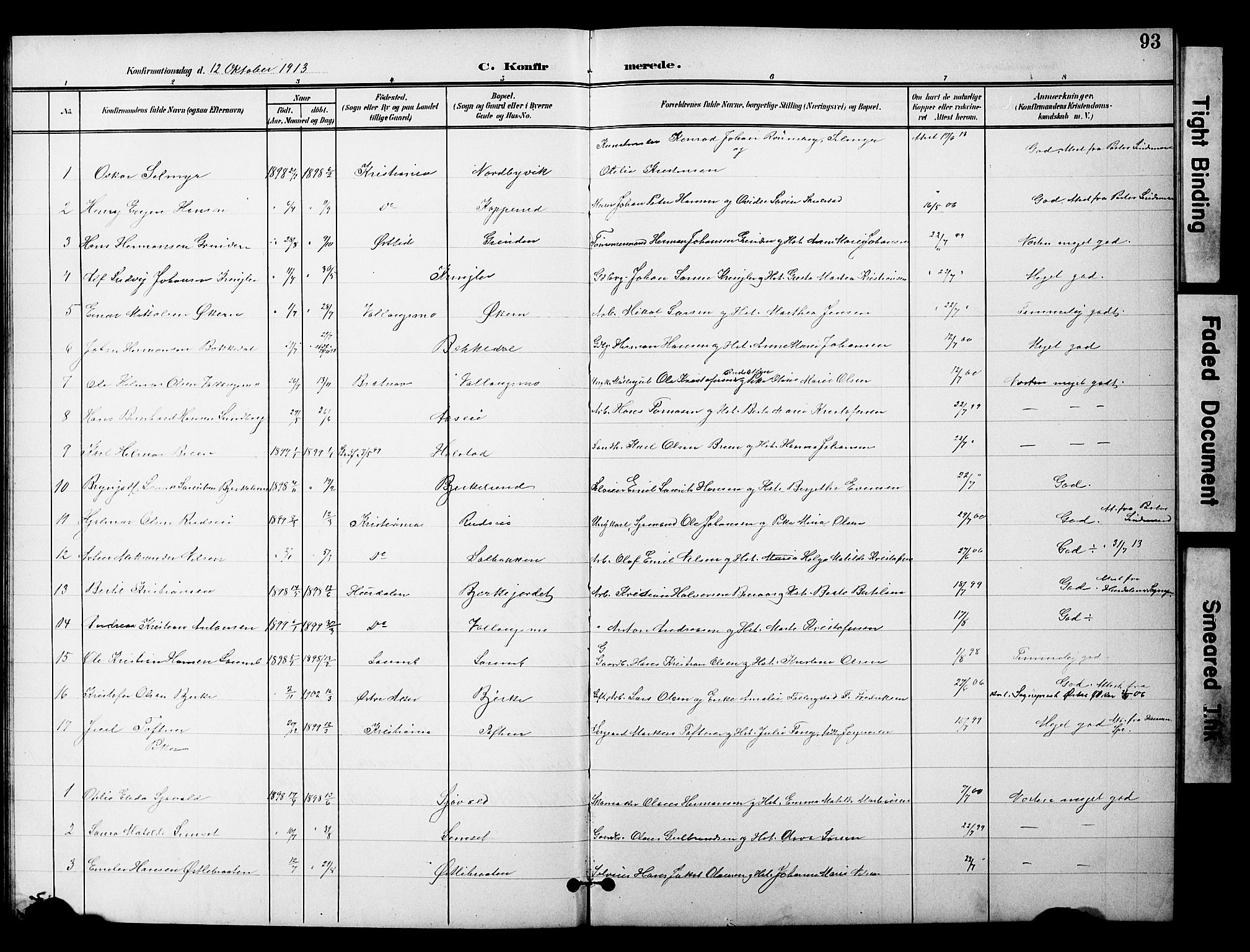 Nannestad prestekontor Kirkebøker, SAO/A-10414a/G/Gc/L0001: Parish register (copy) no. III 1, 1901-1916, p. 93