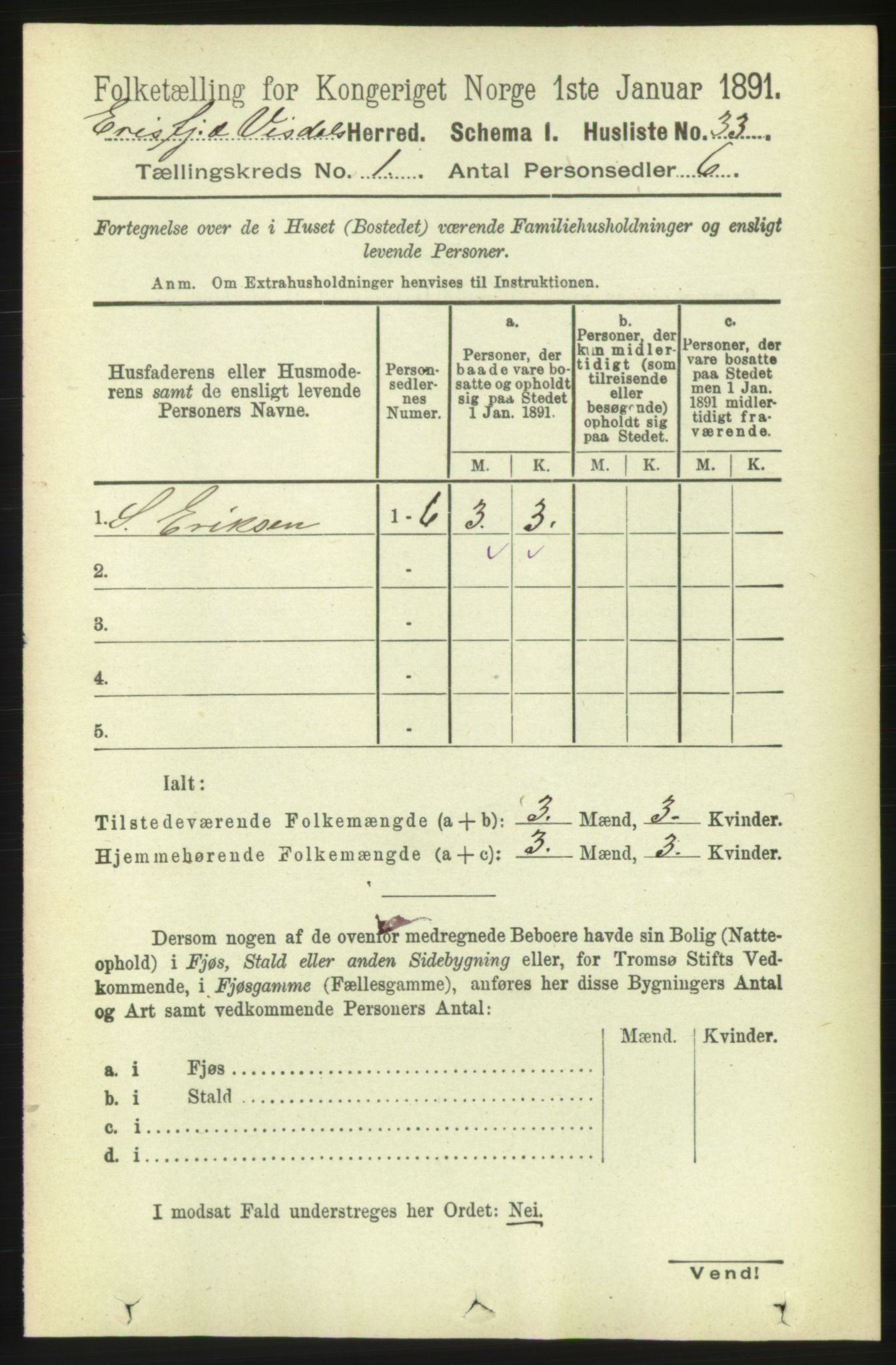 RA, 1891 census for 1542 Eresfjord og Vistdal, 1891, p. 55