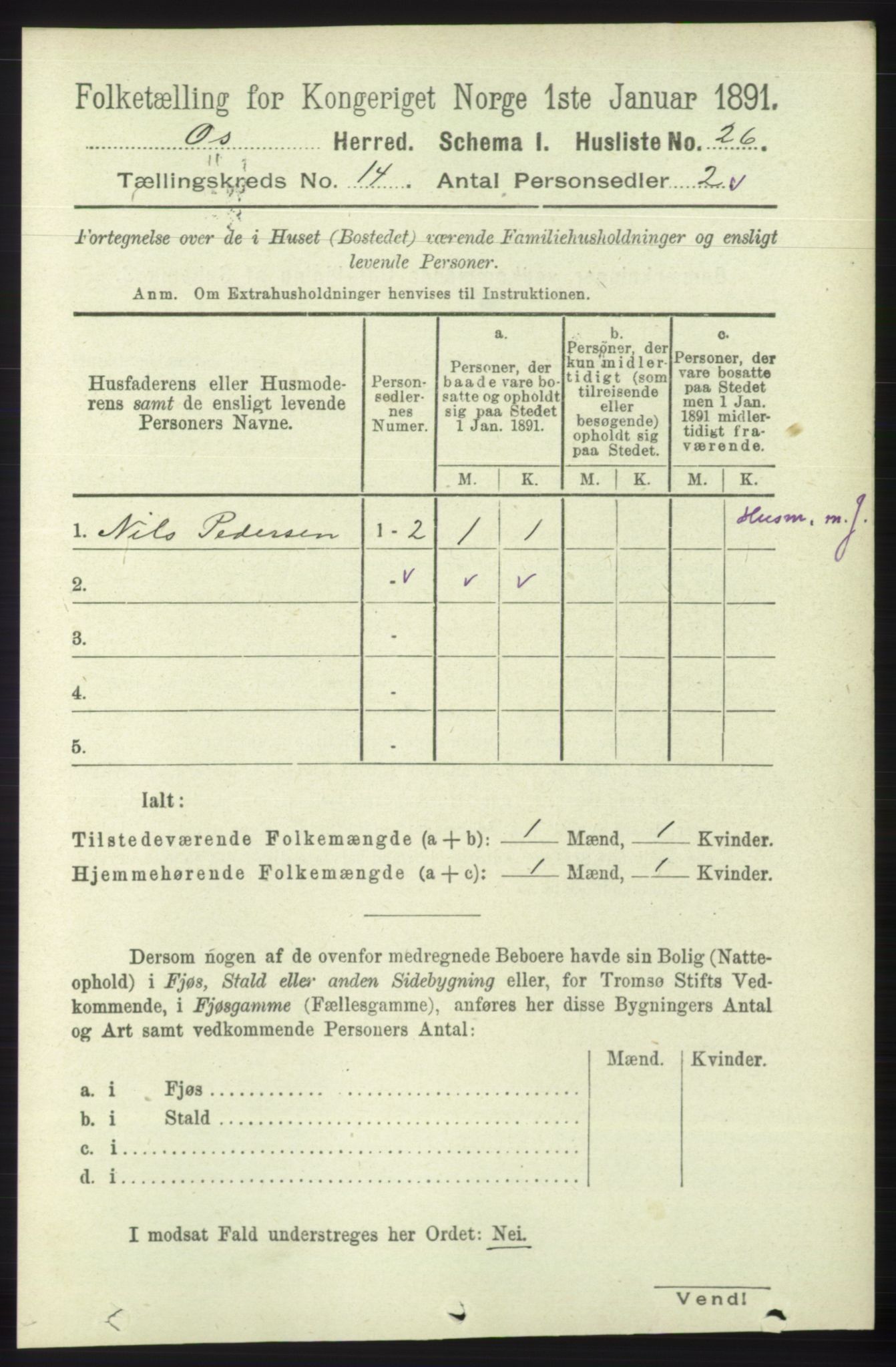 RA, 1891 census for 1243 Os, 1891, p. 3083