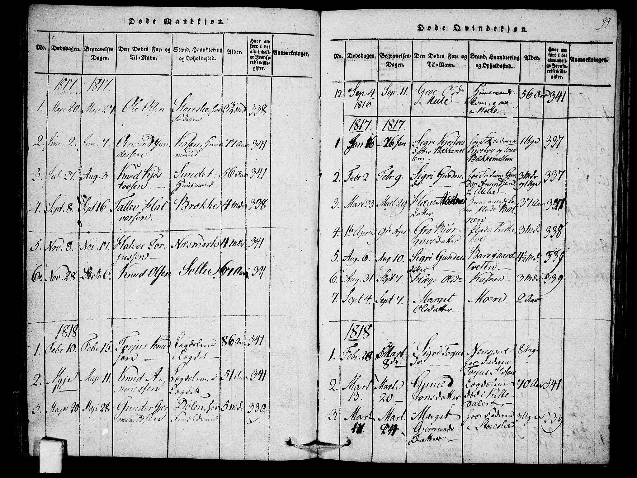 Mo kirkebøker, SAKO/A-286/F/Fb/L0001: Parish register (official) no. II 1, 1814-1844, p. 99