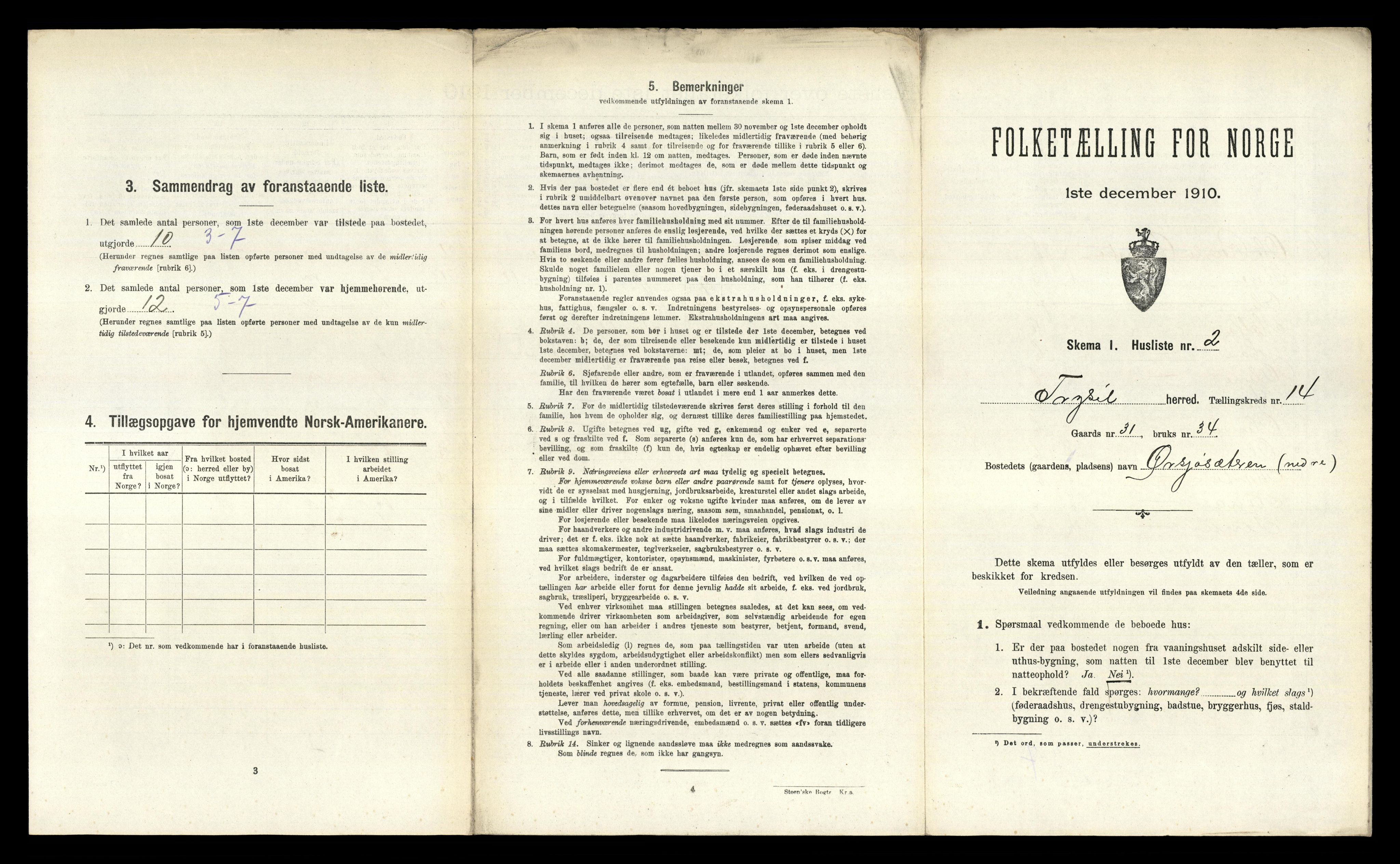 RA, 1910 census for Trysil, 1910, p. 1763