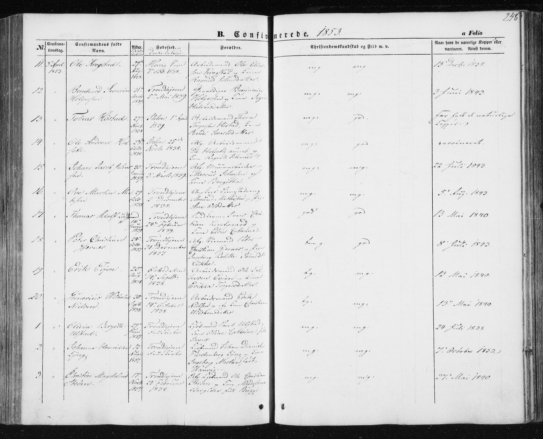Ministerialprotokoller, klokkerbøker og fødselsregistre - Sør-Trøndelag, SAT/A-1456/602/L0112: Parish register (official) no. 602A10, 1848-1859, p. 248