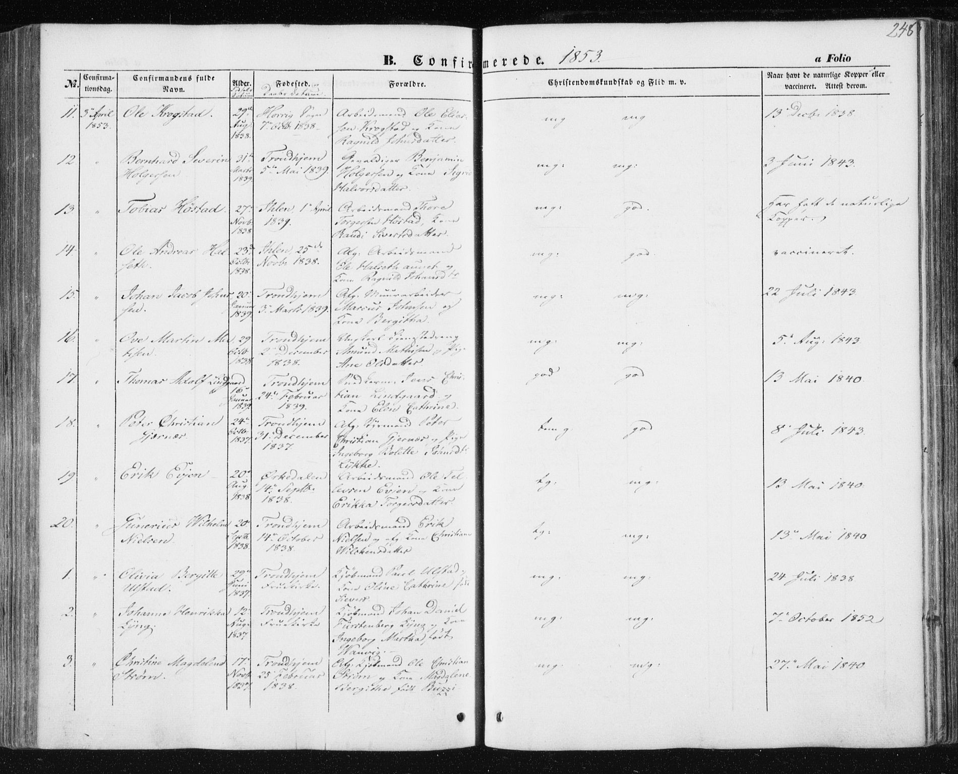 Ministerialprotokoller, klokkerbøker og fødselsregistre - Sør-Trøndelag, AV/SAT-A-1456/602/L0112: Parish register (official) no. 602A10, 1848-1859, p. 248