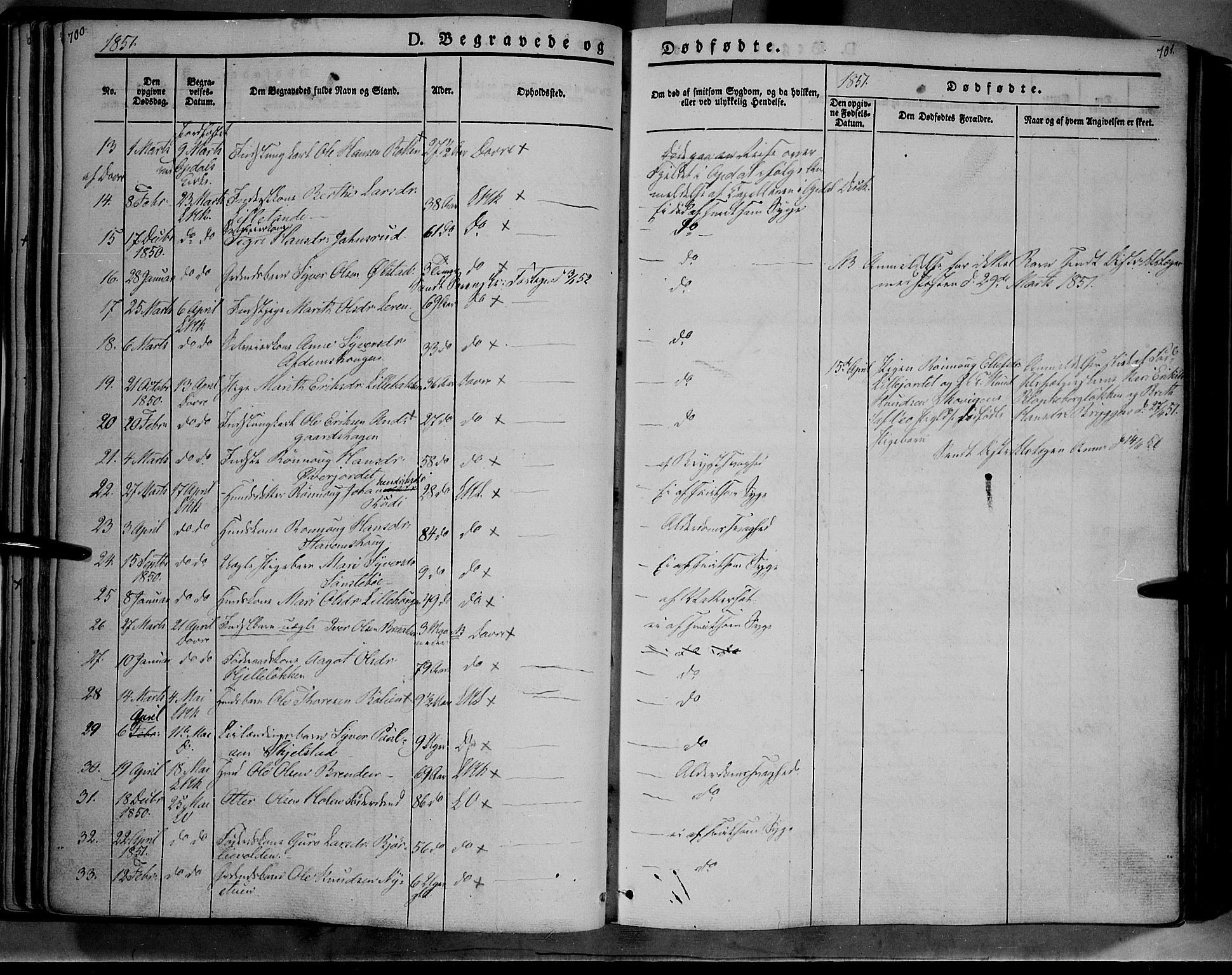 Lesja prestekontor, SAH/PREST-068/H/Ha/Haa/L0006: Parish register (official) no. 6B, 1843-1854, p. 700-701