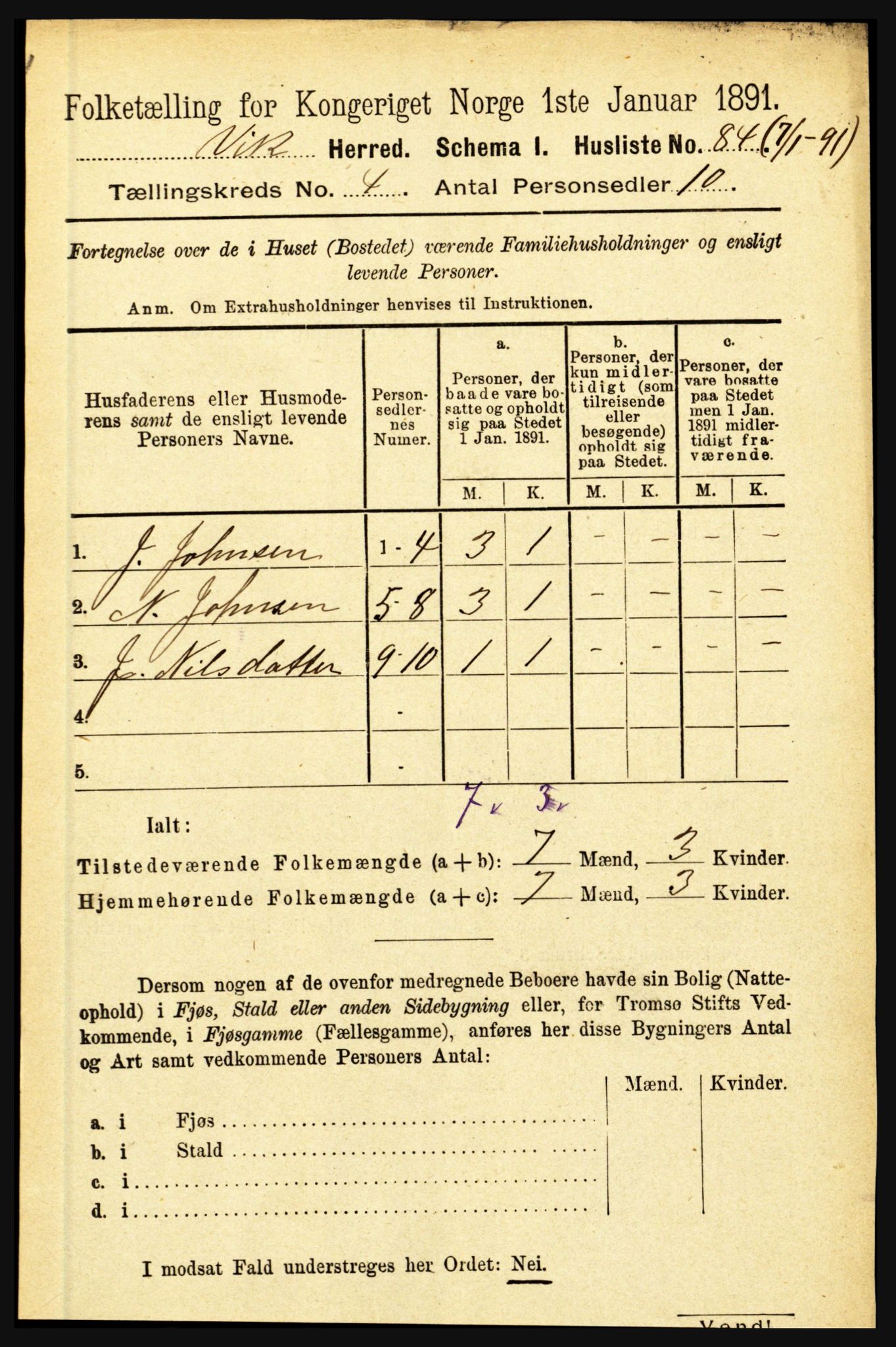 RA, 1891 census for 1417 Vik, 1891, p. 1796