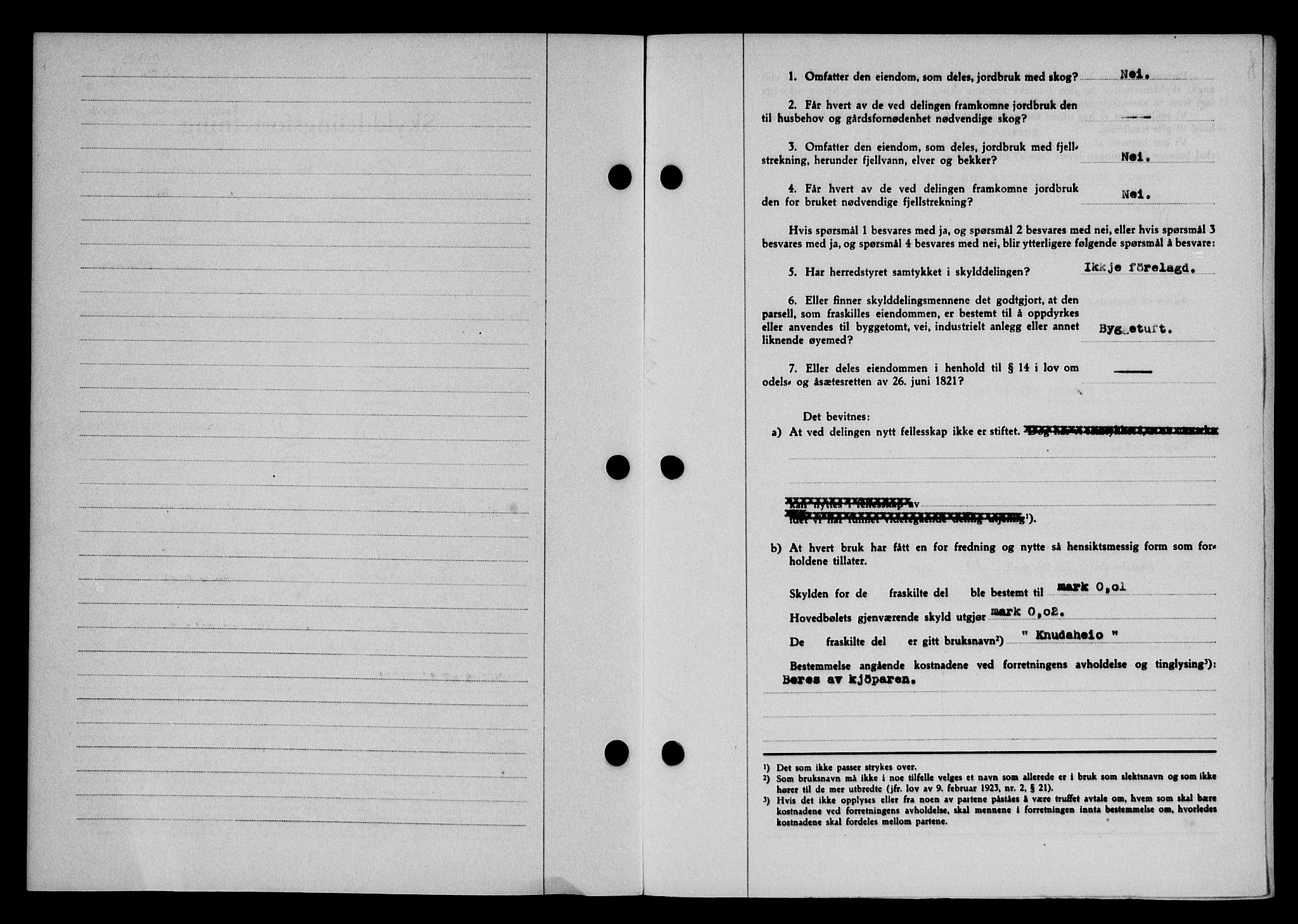 Karmsund sorenskriveri, SAST/A-100311/01/II/IIB/L0080: Mortgage book no. 61A, 1943-1943, Diary no: : 1414/1943