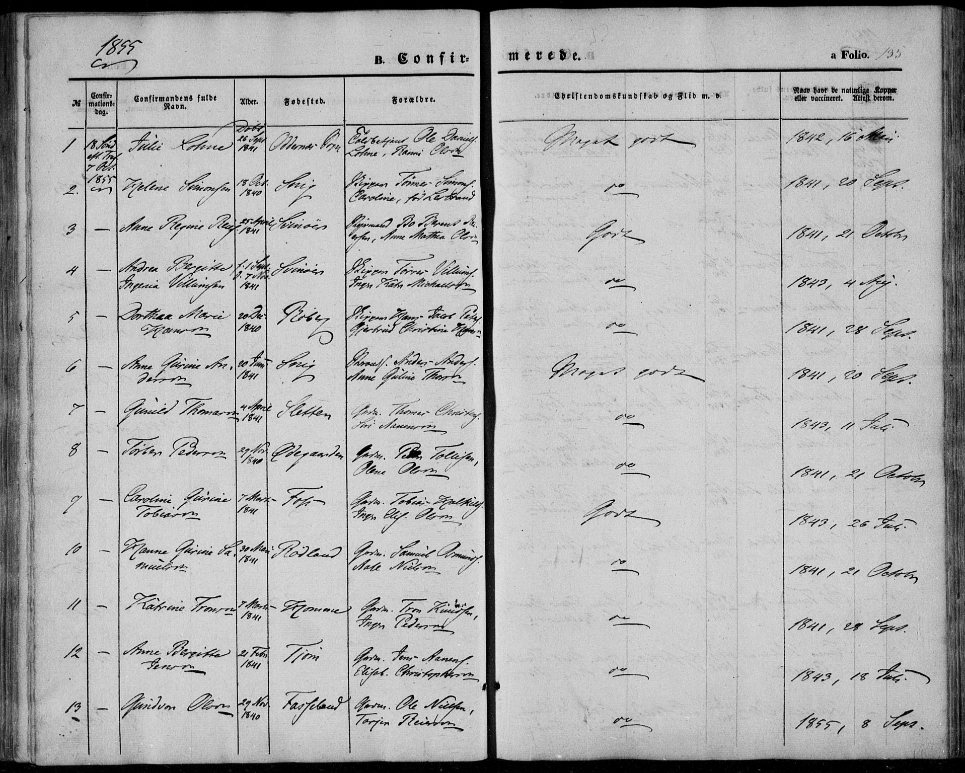 Sør-Audnedal sokneprestkontor, AV/SAK-1111-0039/F/Fa/Fab/L0007: Parish register (official) no. A 7, 1855-1876, p. 135