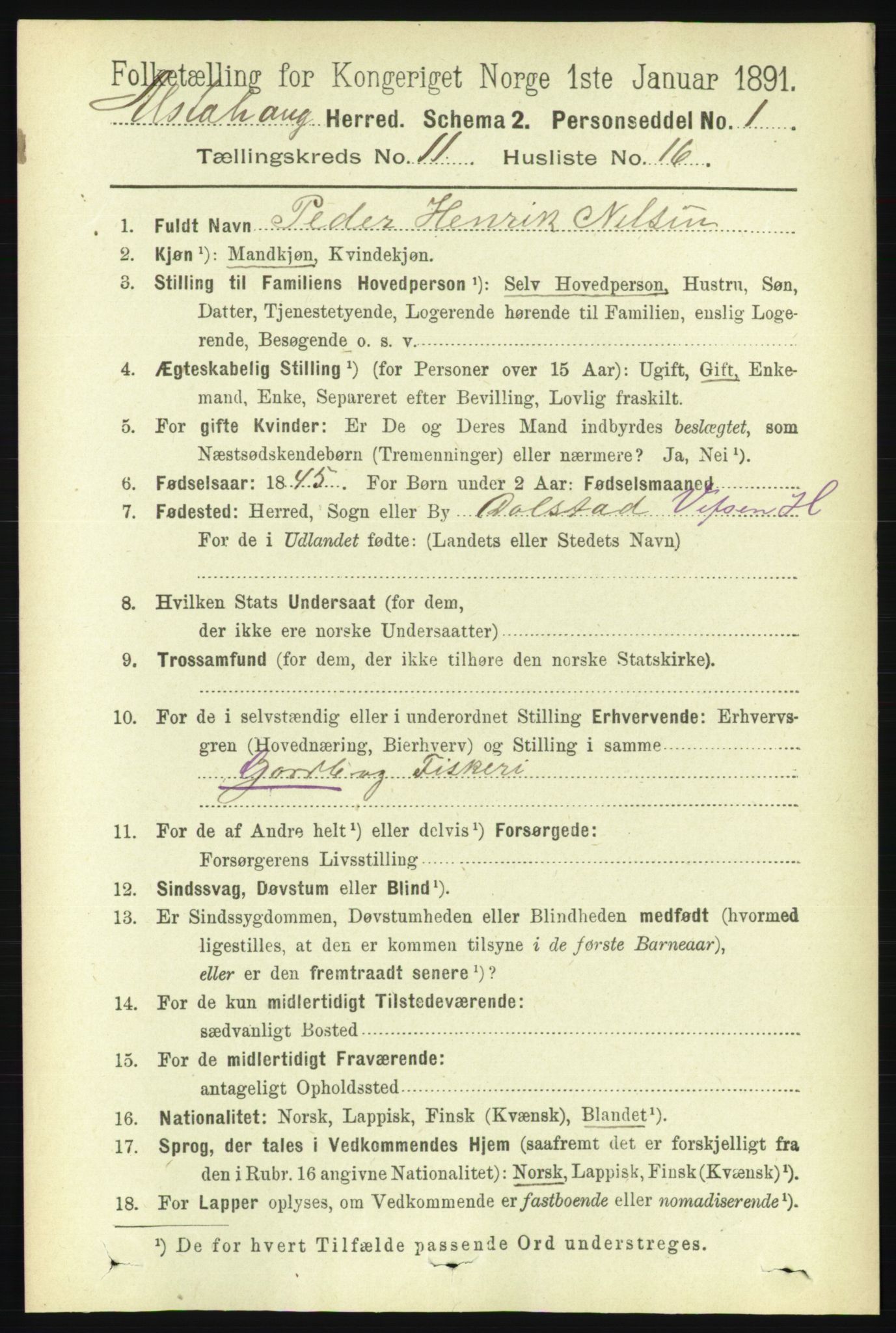 RA, 1891 census for 1820 Alstahaug, 1891, p. 3961