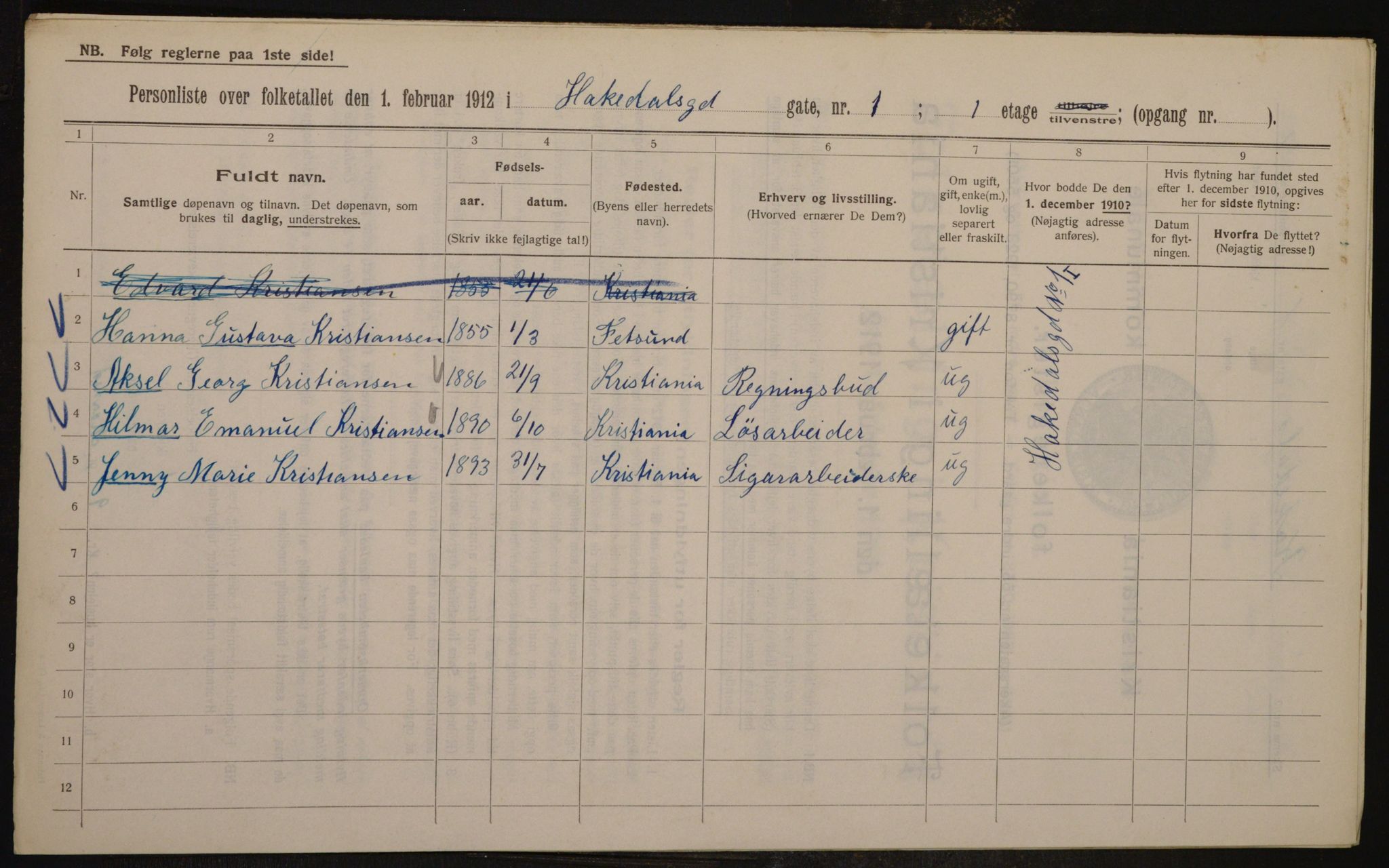 OBA, Municipal Census 1912 for Kristiania, 1912, p. 34028