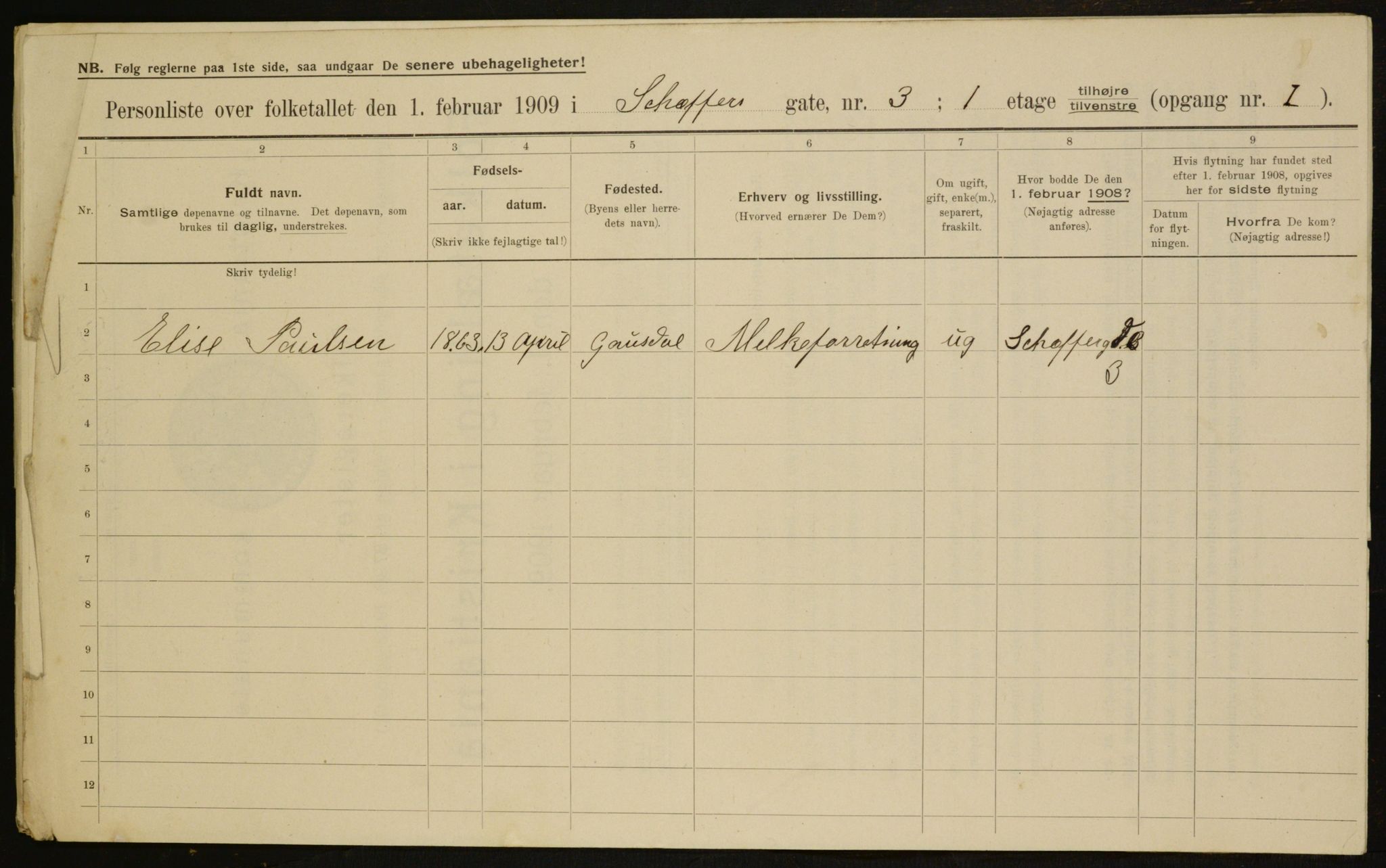 OBA, Municipal Census 1909 for Kristiania, 1909, p. 84397