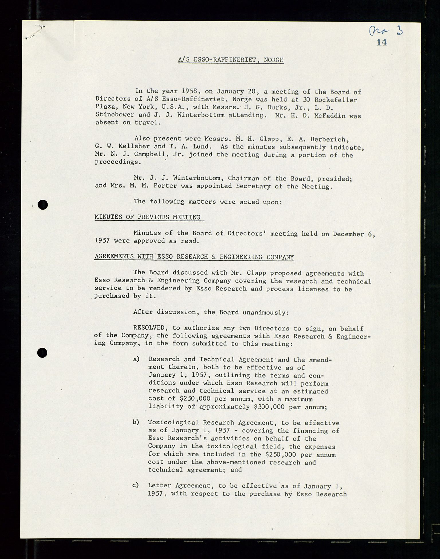 PA 1537 - A/S Essoraffineriet Norge, AV/SAST-A-101957/A/Aa/L0001/0001: Styremøter / Styremøter, board meetings, 1959-1961, p. 303