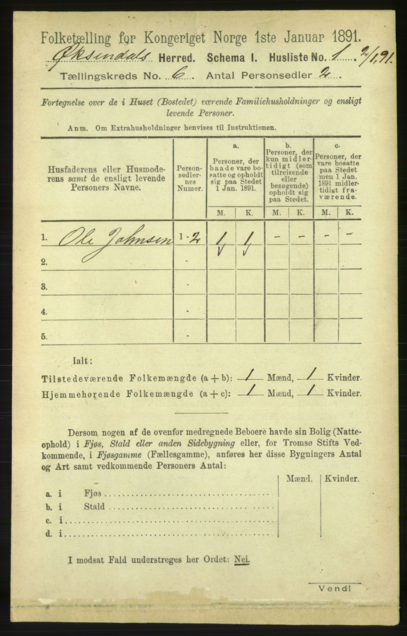 RA, 1891 census for 1561 Øksendal, 1891, p. 1210