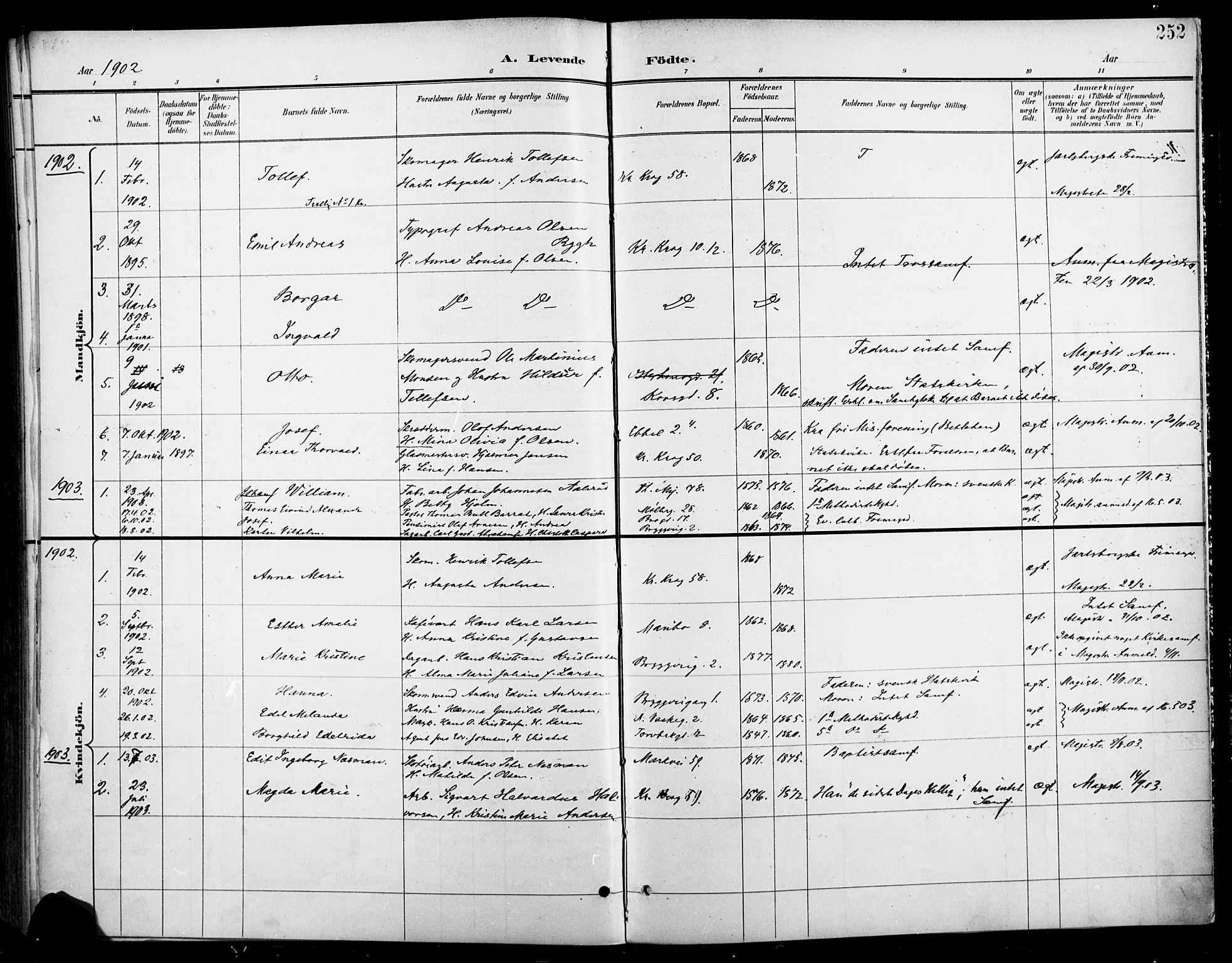 Jakob prestekontor Kirkebøker, SAO/A-10850/F/Fa/L0005: Parish register (official) no. 5, 1896-1903, p. 252