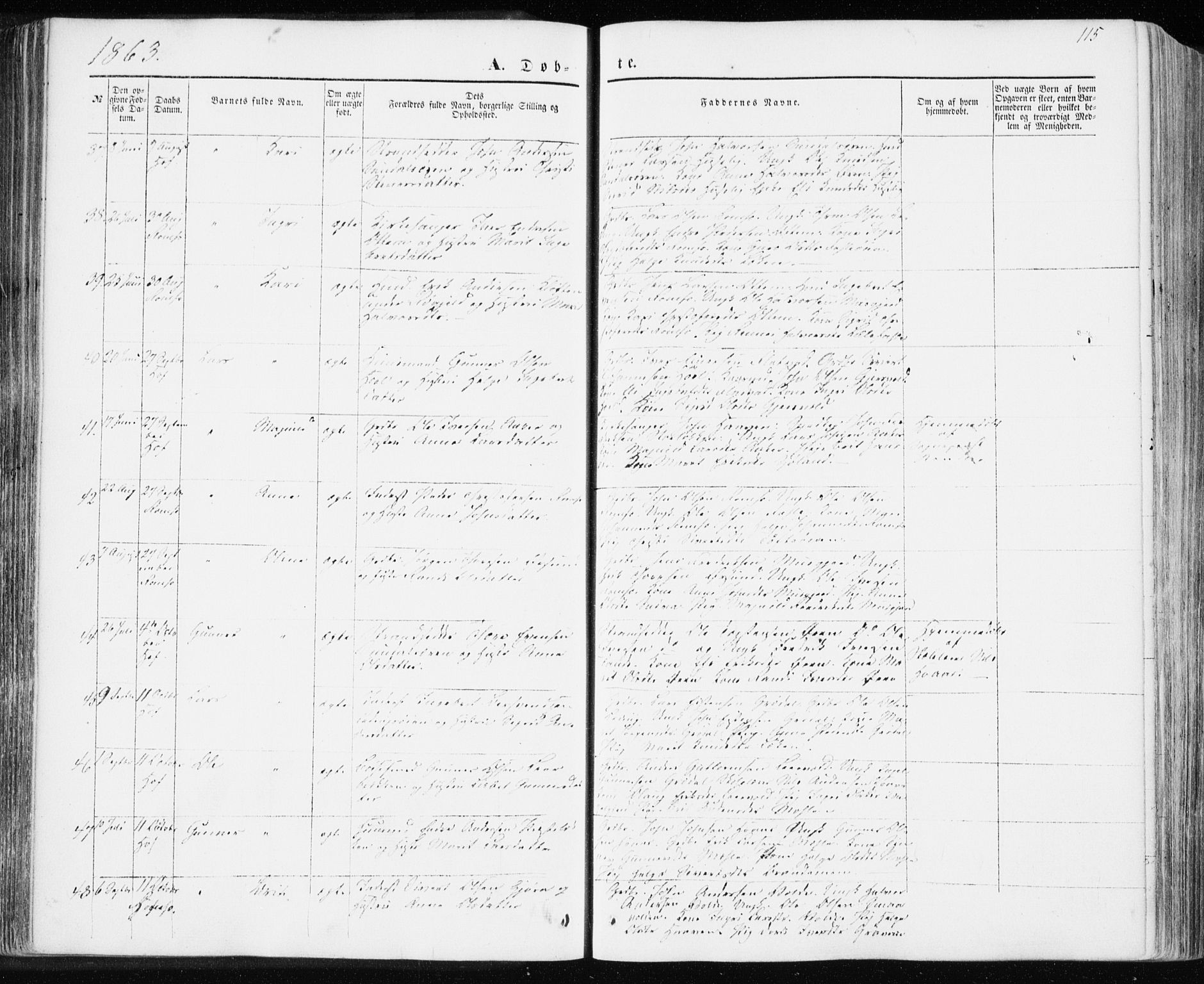 Ministerialprotokoller, klokkerbøker og fødselsregistre - Møre og Romsdal, AV/SAT-A-1454/590/L1013: Parish register (official) no. 590A05, 1847-1877, p. 115