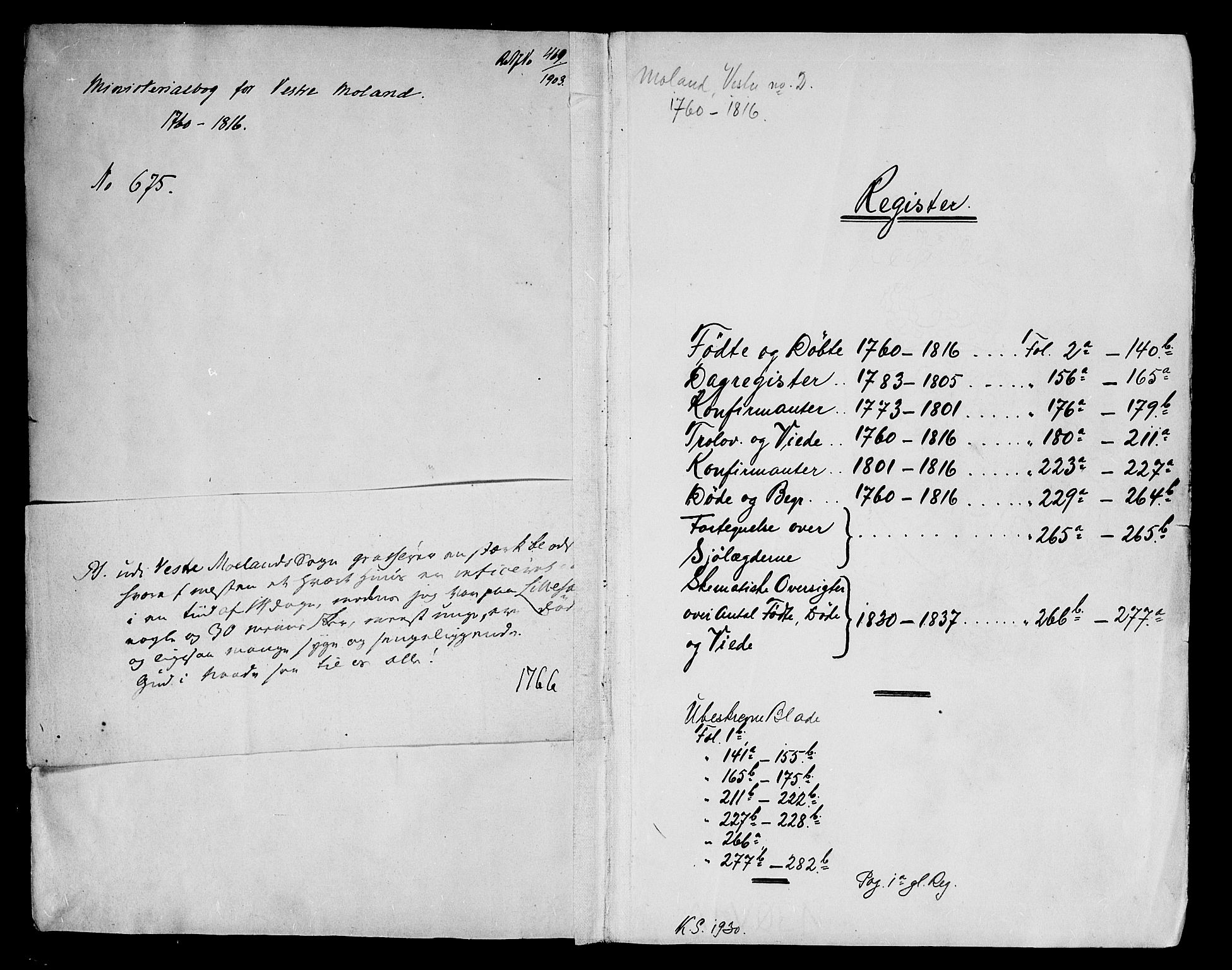 Vestre Moland sokneprestkontor, AV/SAK-1111-0046/F/Fa/Fab/L0002: Parish register (official) no. A 2, 1760-1816