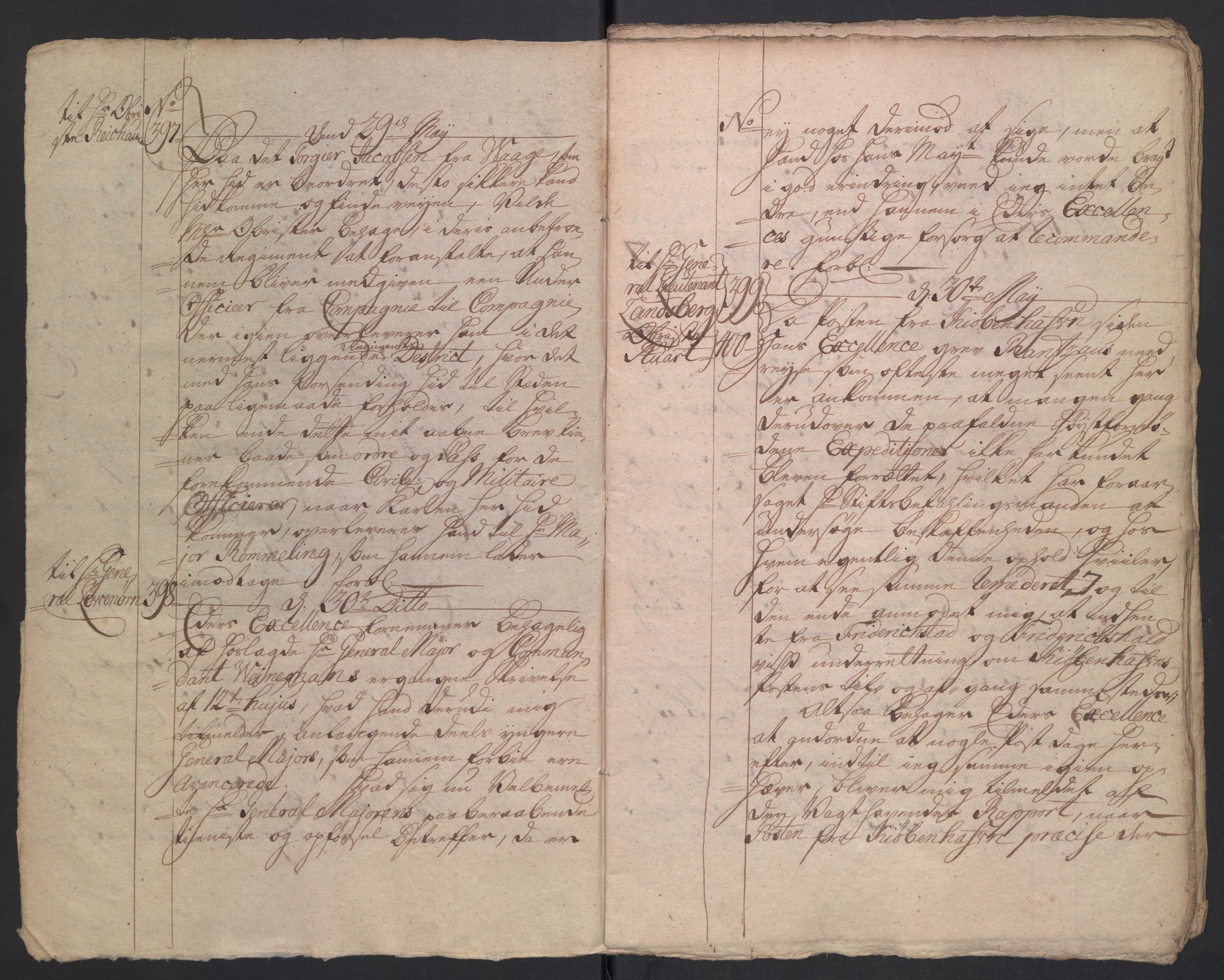 Kommanderende general (KG I) med Det norske krigsdirektorium, AV/RA-EA-5419/B/L0019: Kommanderende generals konsepter, 1739