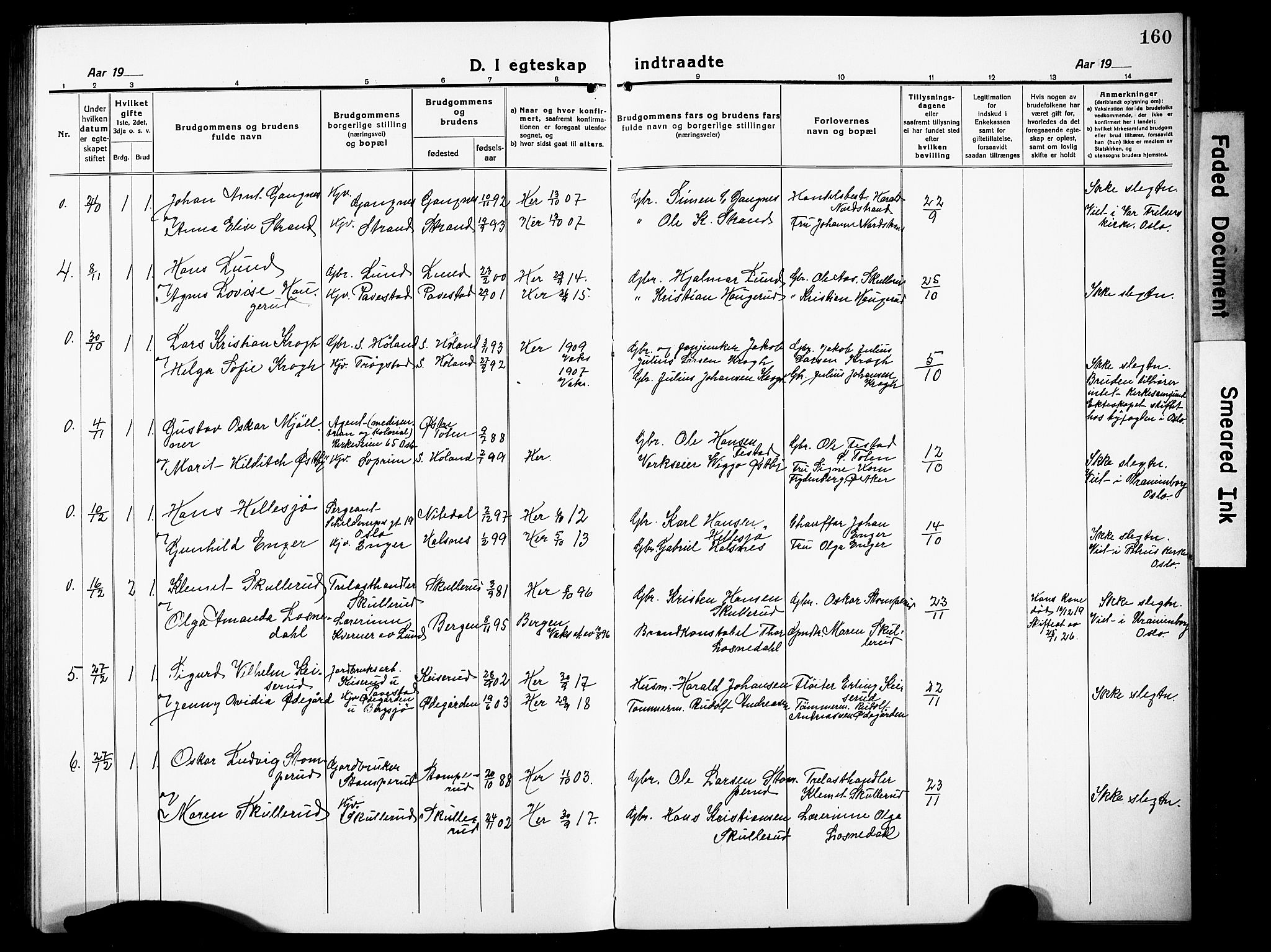 Høland prestekontor Kirkebøker, SAO/A-10346a/G/Gb/L0002: Parish register (copy) no. II 2, 1915-1933, p. 160