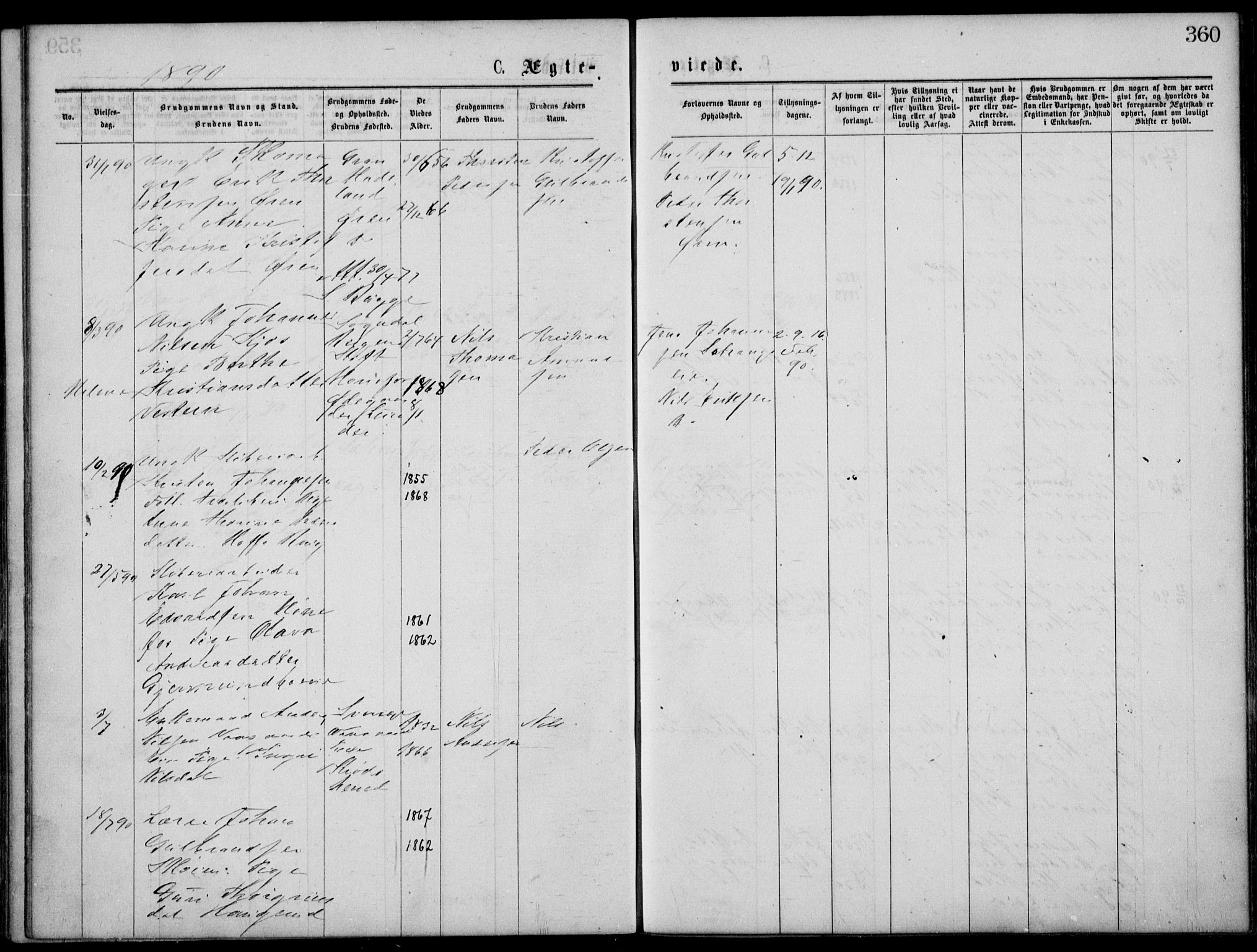 Norderhov kirkebøker, SAKO/A-237/G/Gb/L0001: Parish register (copy) no. II 1, 1876-1899, p. 360