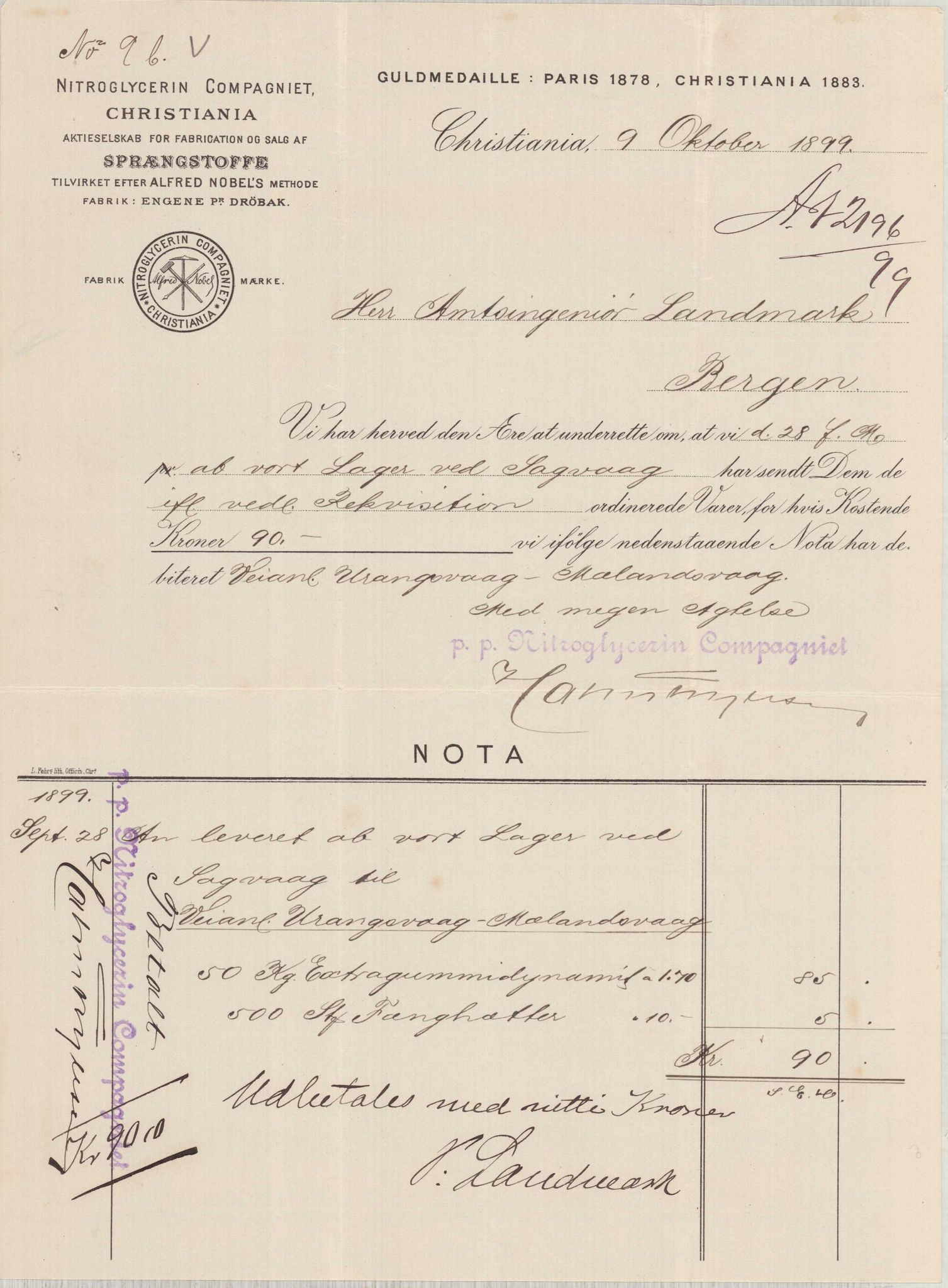 Finnaas kommune. Formannskapet, IKAH/1218a-021/E/Ea/L0002/0001: Rekneskap for veganlegg / Rekneskap for veganlegget Urangsvåg - Mælandsvåg, 1898-1900, p. 105