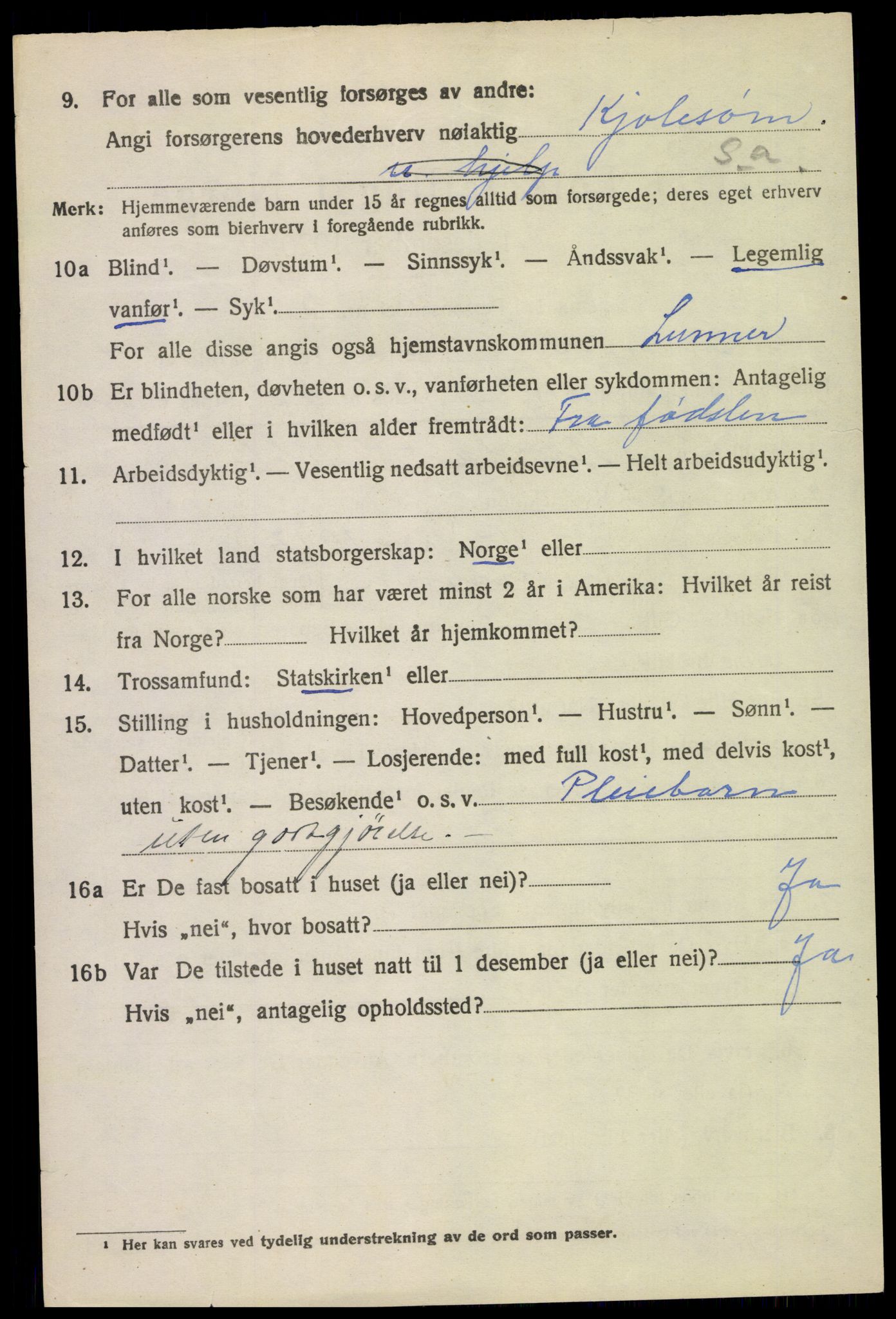 SAH, 1920 census for Lunner, 1920, p. 6914