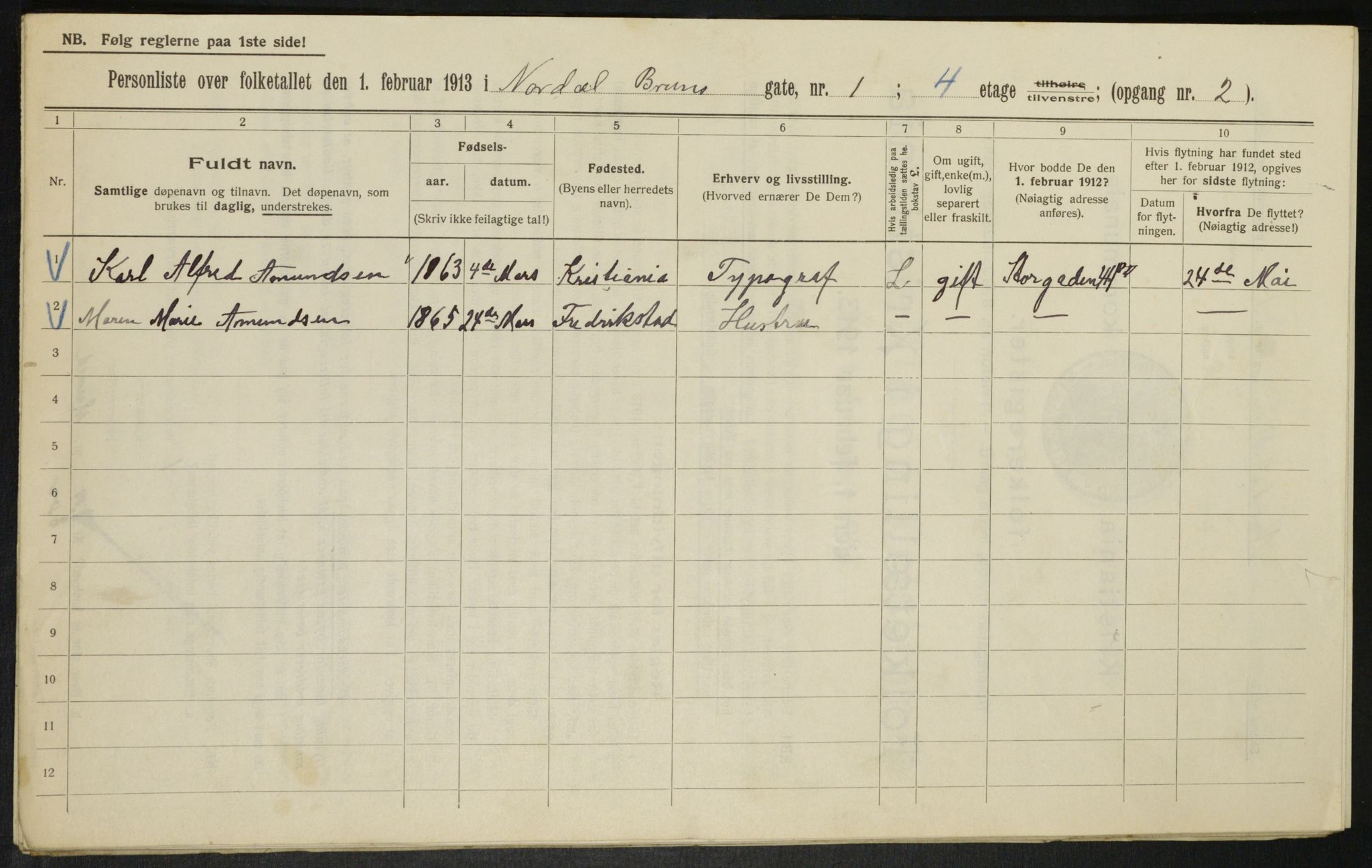 OBA, Municipal Census 1913 for Kristiania, 1913, p. 72201