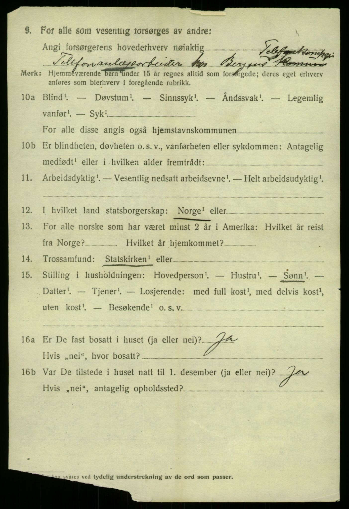 SAB, 1920 census for Austrheim, 1920, p. 2697